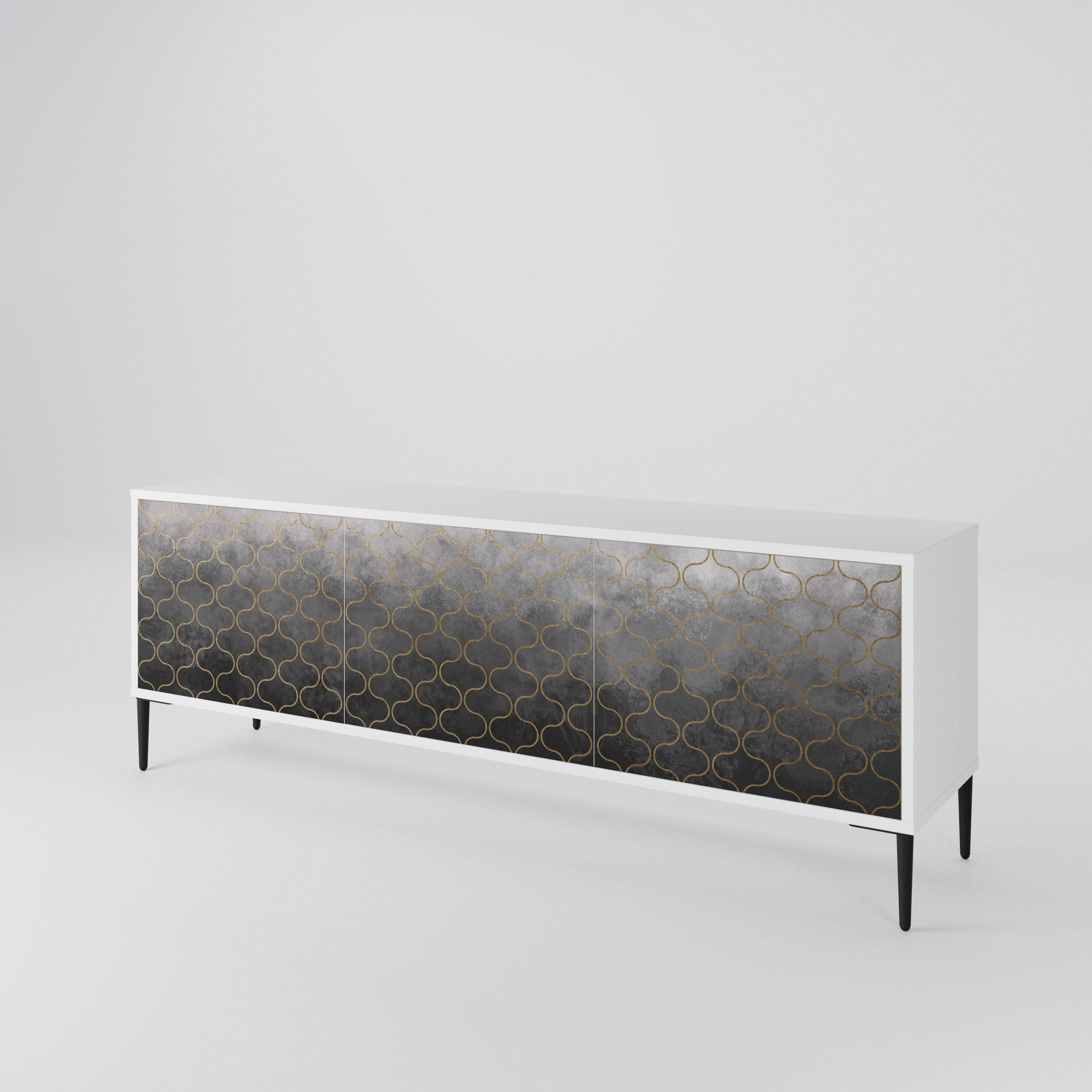 TESSELATED GRAYISH 3-Door TV Cabinet