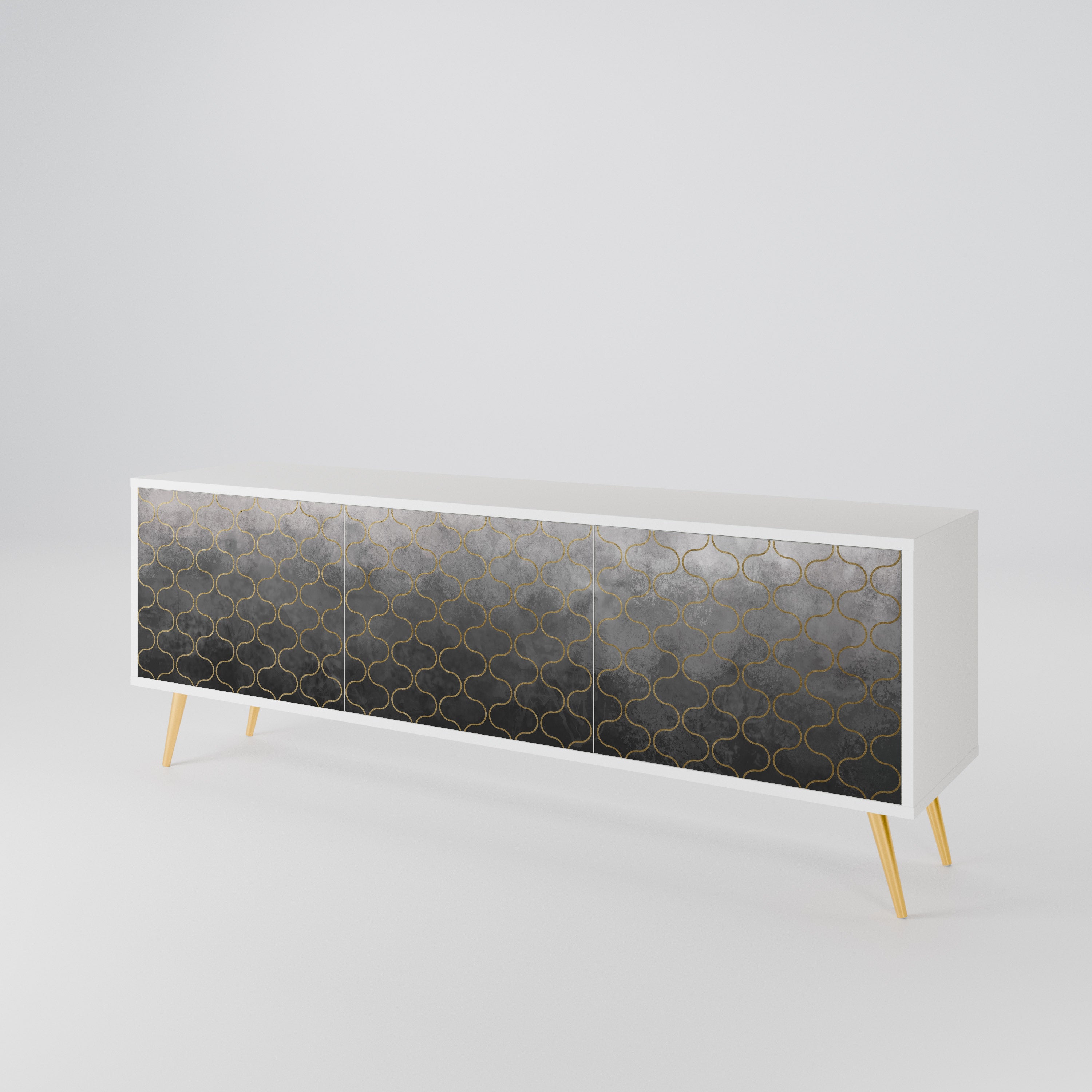 TESSELATED GRAYISH 3-Door TV Cabinet