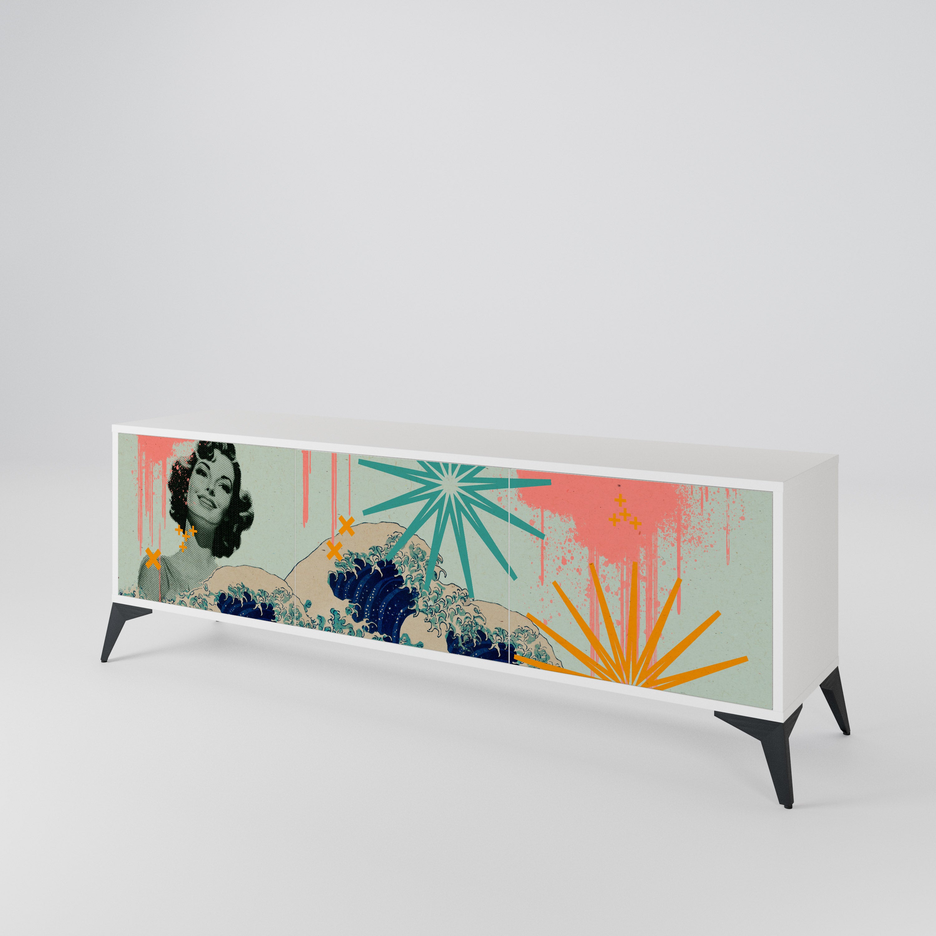 KANAGAWA BEAUTY Móvel de TV de 3 Portas