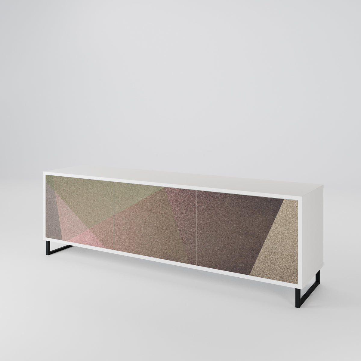 BEIGE GEOMETRY Móvel de TV de 3 Portas