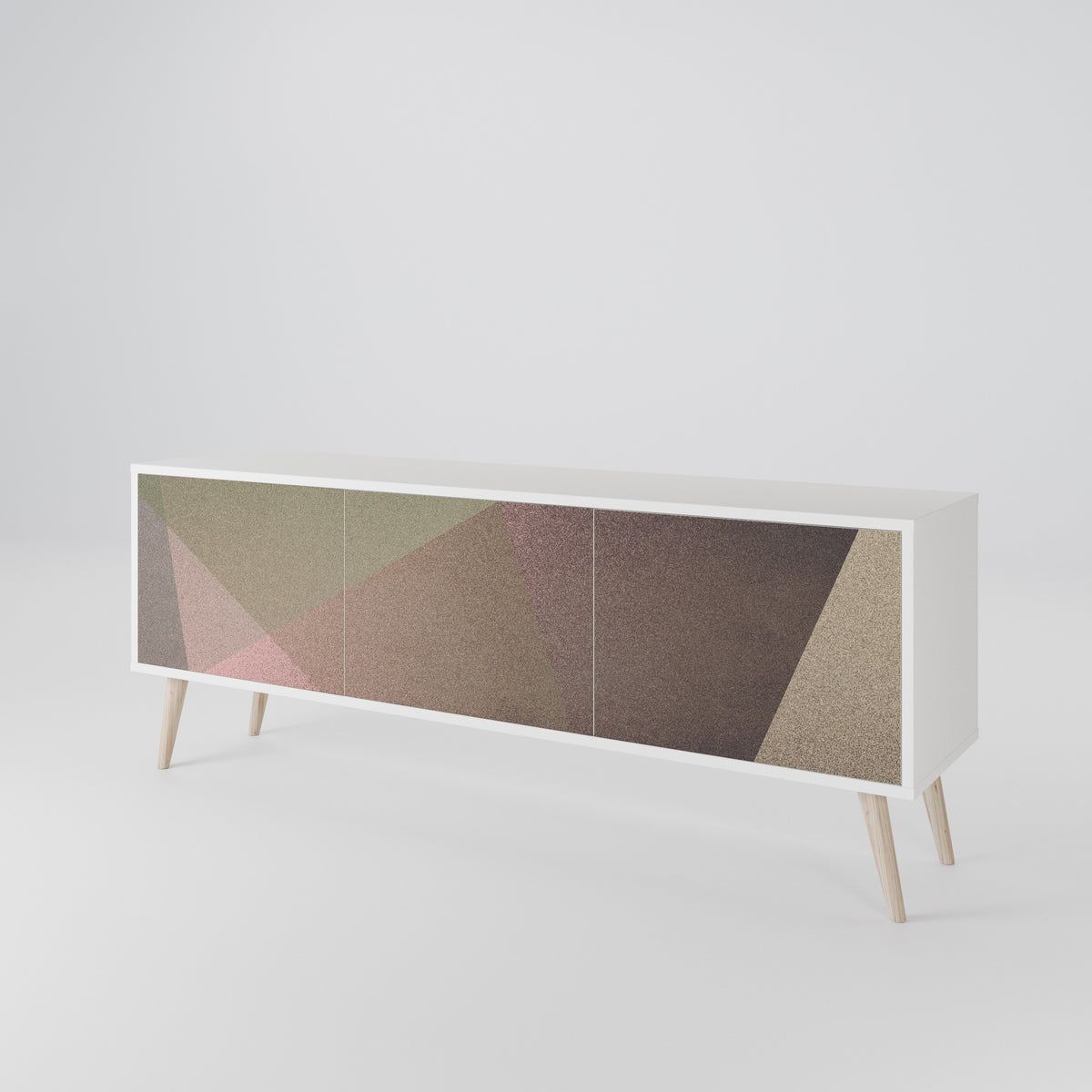 BEIGE GEOMETRY Móvel de TV de 3 Portas