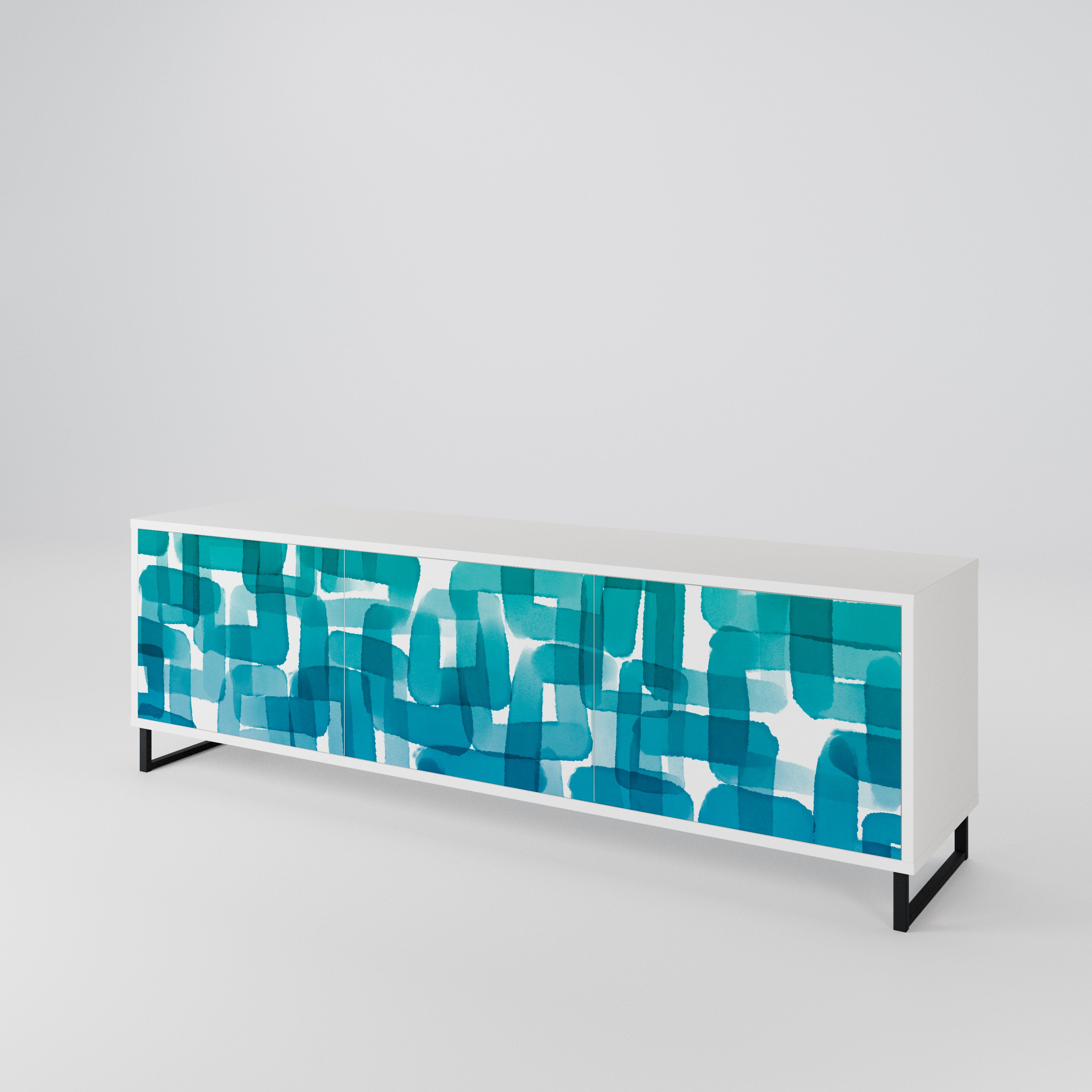 TURQUOISE RECTANGLES Móvel de TV de 3 Portas