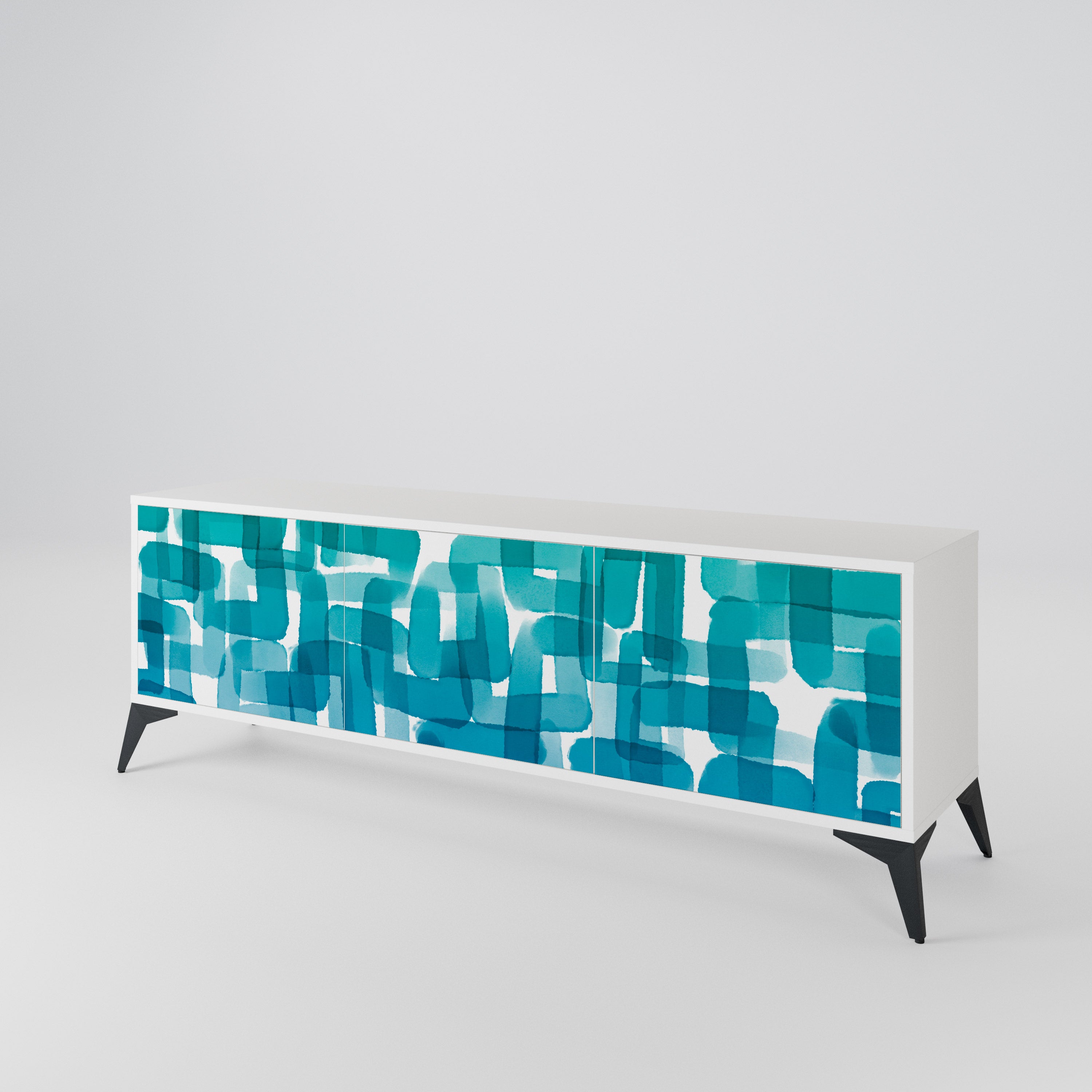 TURQUOISE RECTANGLES Móvel de TV de 3 Portas
