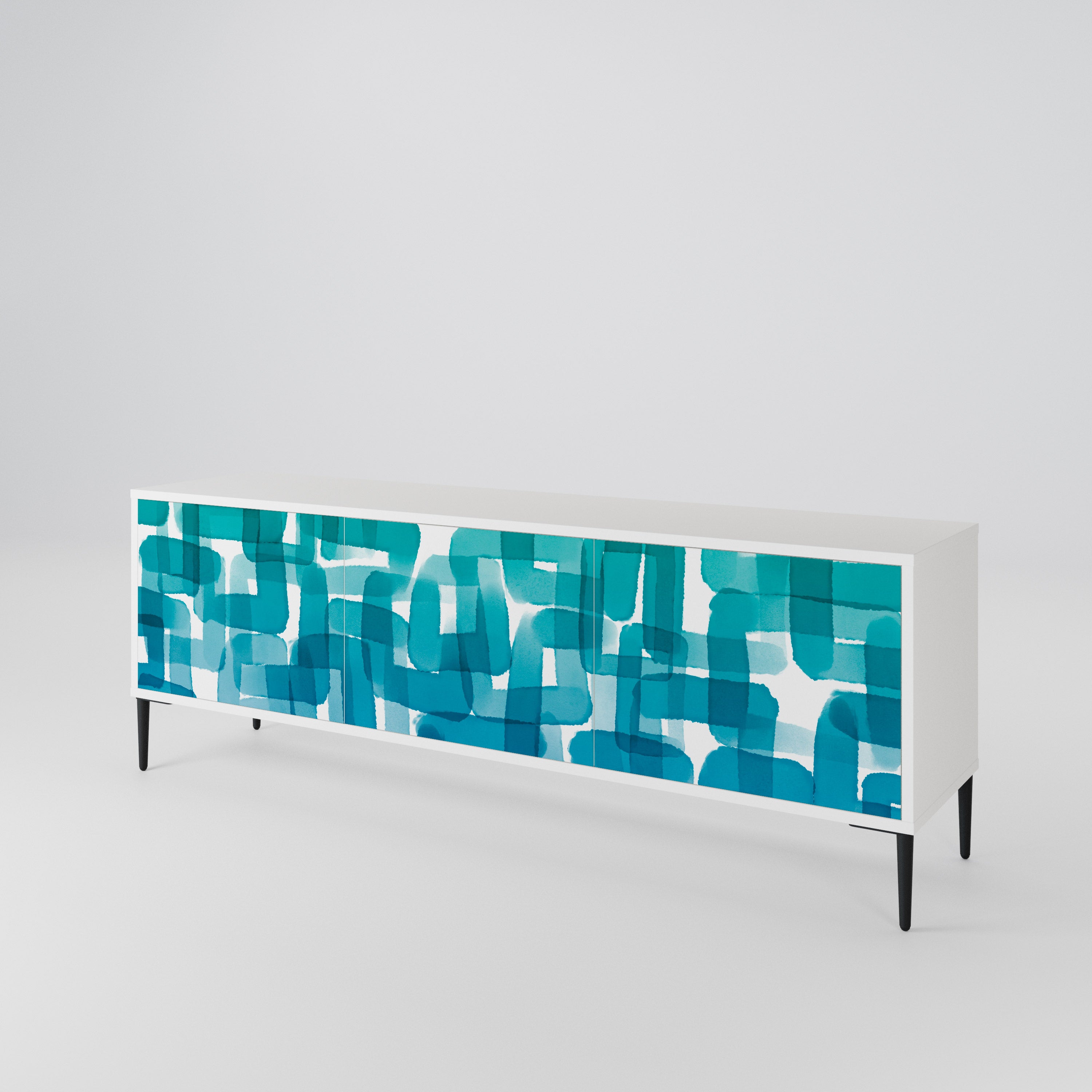 TURQUOISE RECTANGLES Móvel de TV de 3 Portas