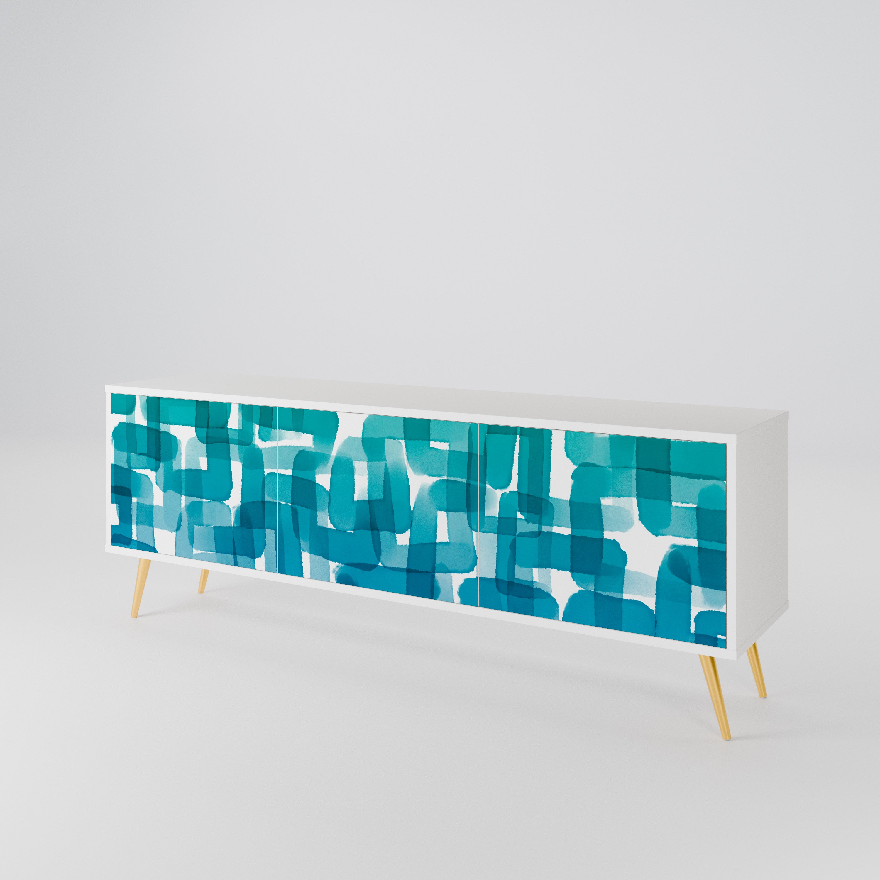 TURQUOISE RECTANGLES Móvel de TV de 3 Portas