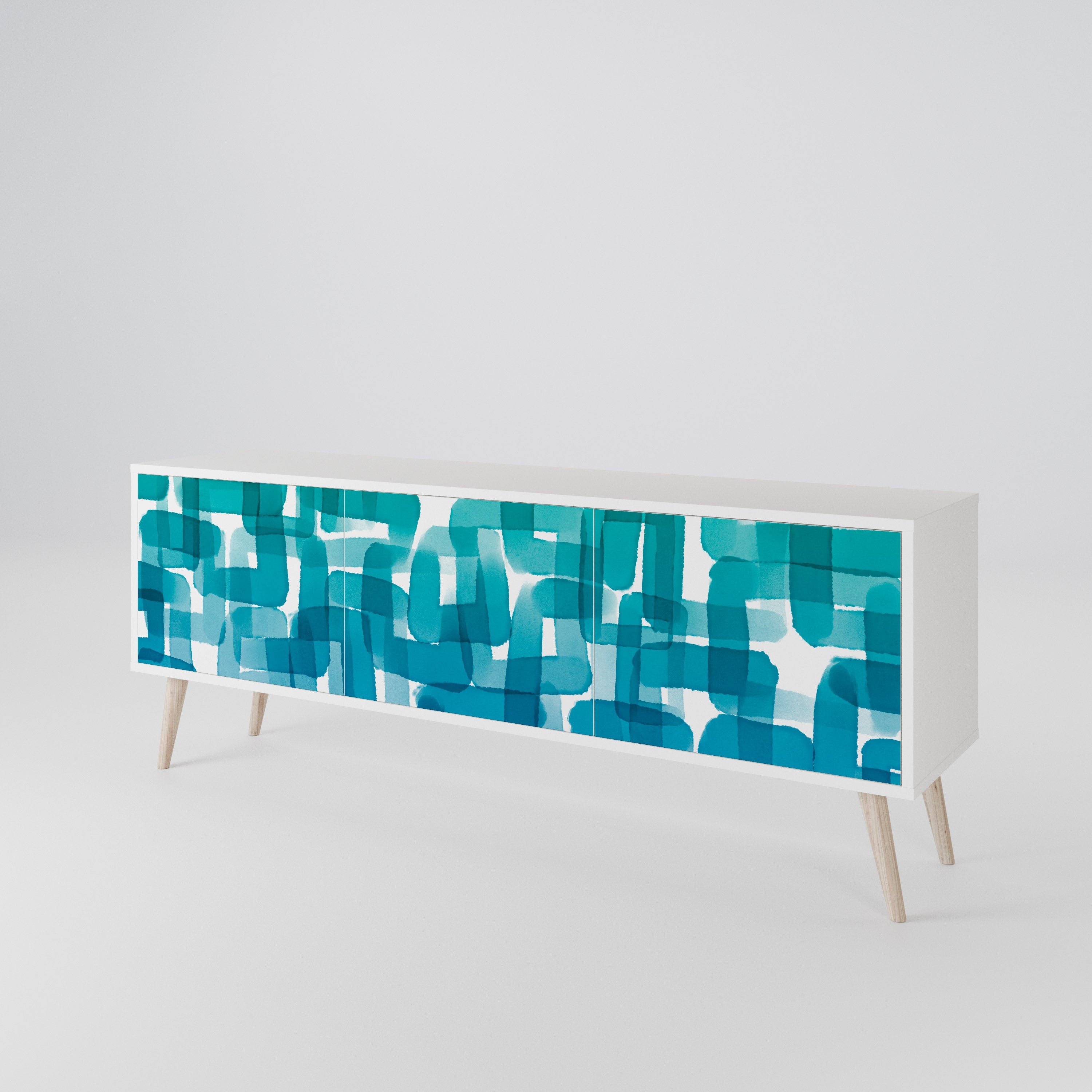 TURQUOISE RECTANGLES Móvel de TV de 3 Portas