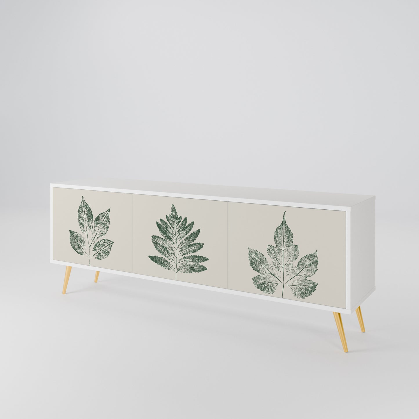 GREEN LEAFY STAMPS 3-Door TV Cabinet