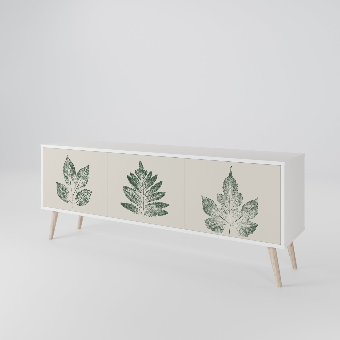 GREEN LEAFY STAMPS 3-Door TV Cabinet