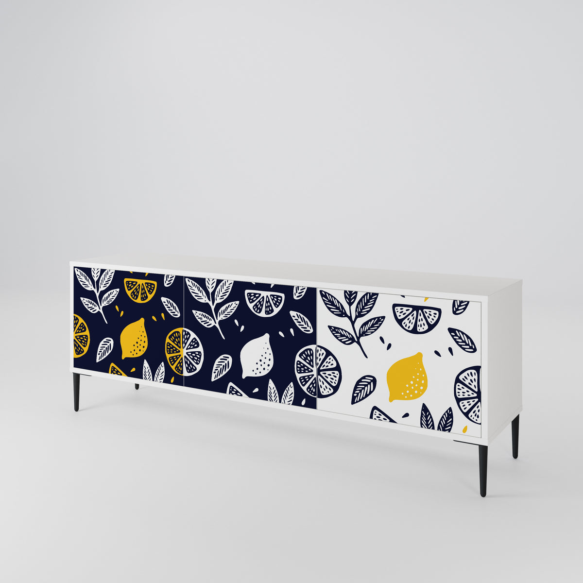 CITRUS BLACK AND WHITE 3-Door TV Cabinet