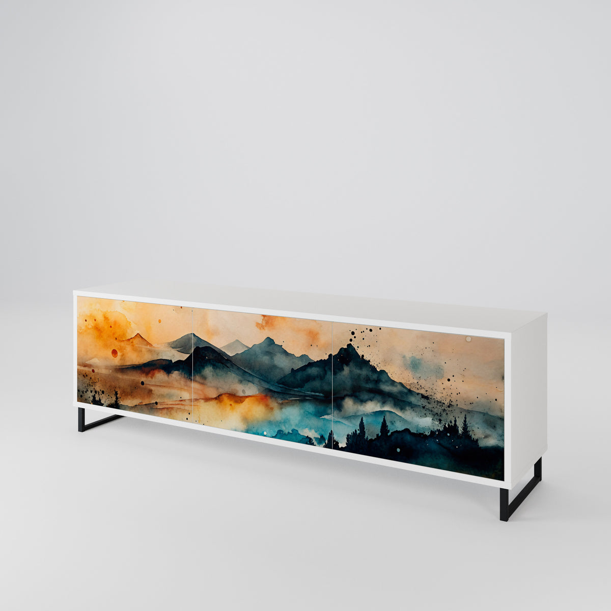 OMINOUS MOUNTAINS 3-Door TV Cabinet