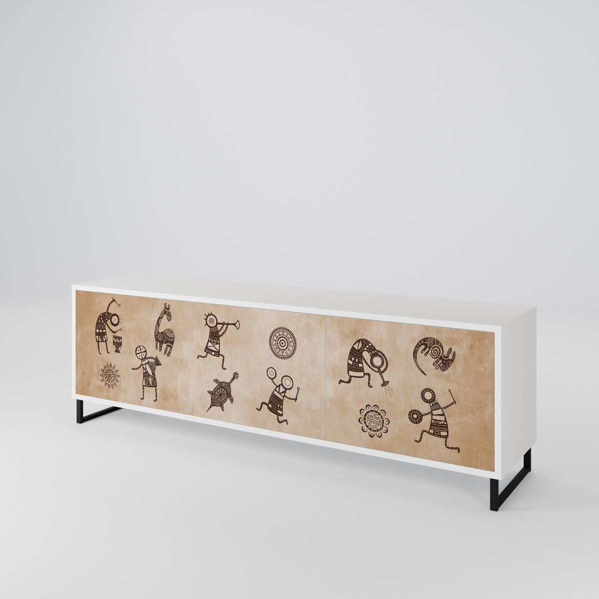 AFRICAN STYLE 3-Door TV Cabinet