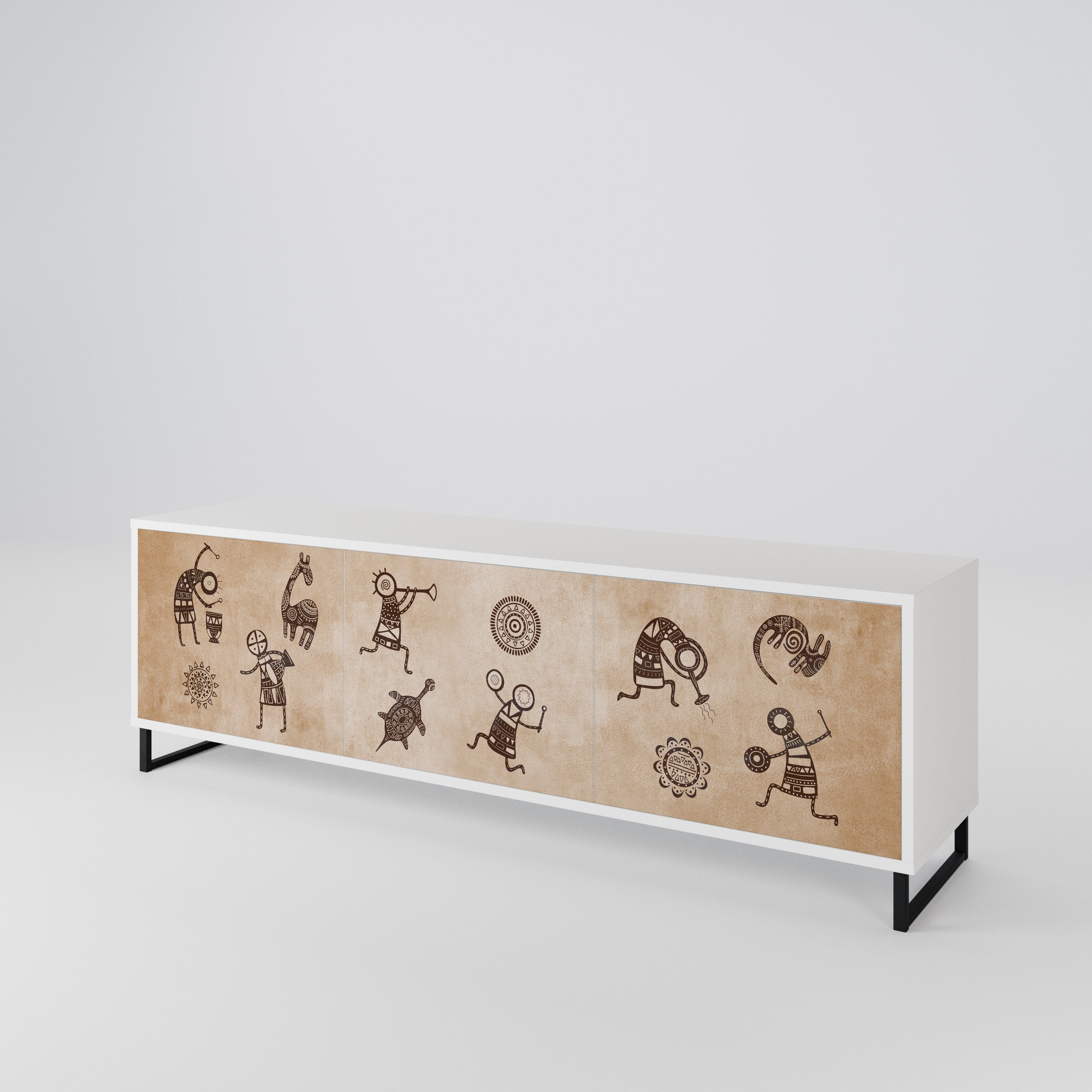 AFRICAN STYLE 3-Door TV Cabinet