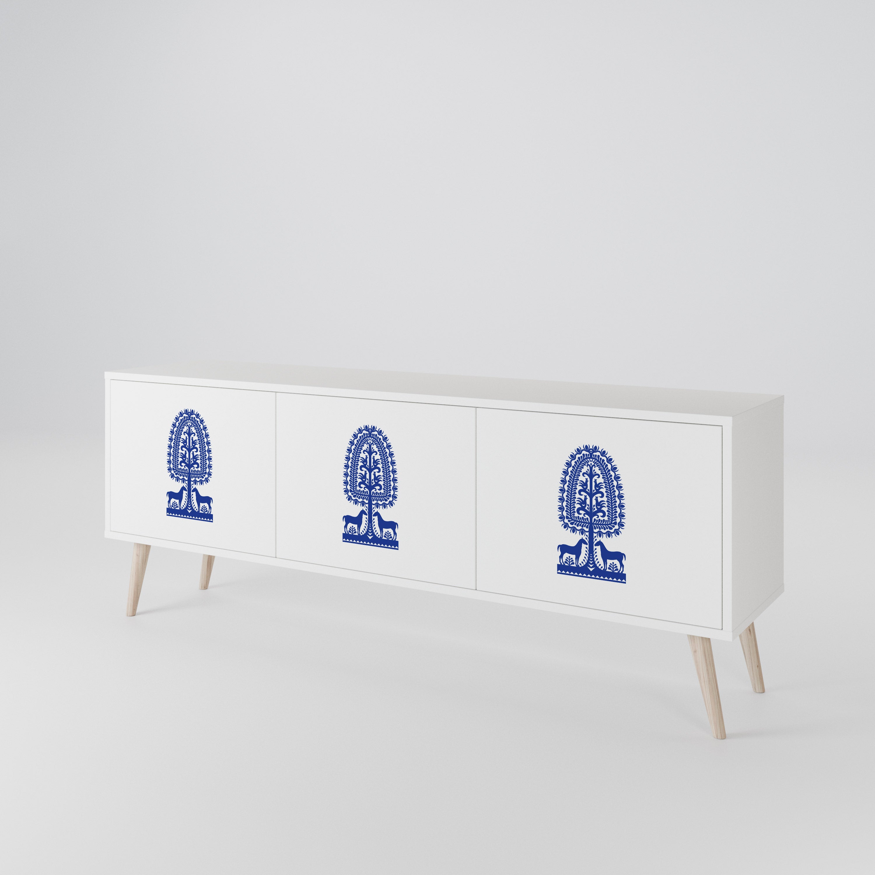 POLISH FOLK ART 3-Door TV Cabinet