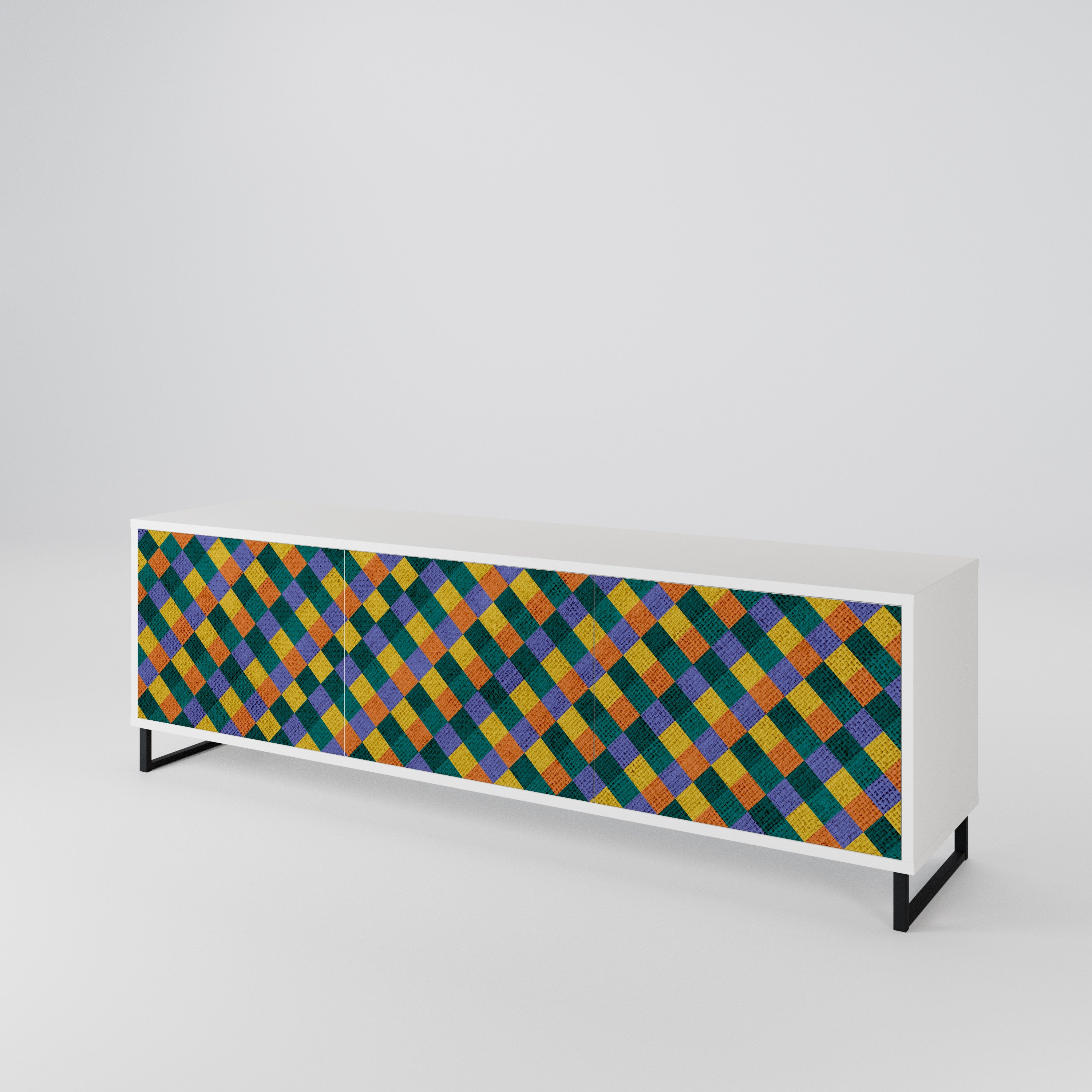 PAINTED SQUARES MIX 3-Door TV Cabinet