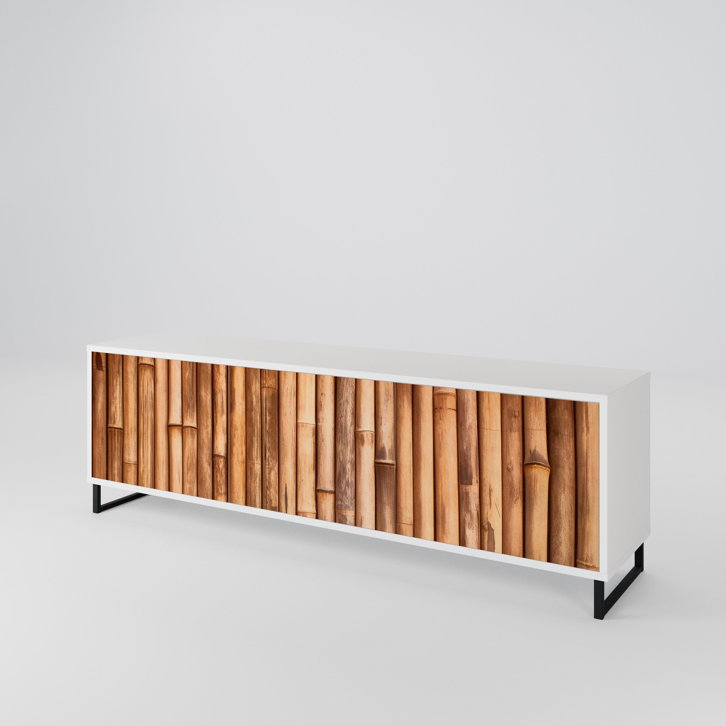 NATURAL WOOD 3-Door TV Cabinet