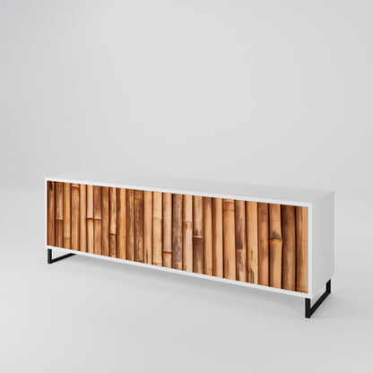 NATURAL WOOD 3-Door TV Cabinet