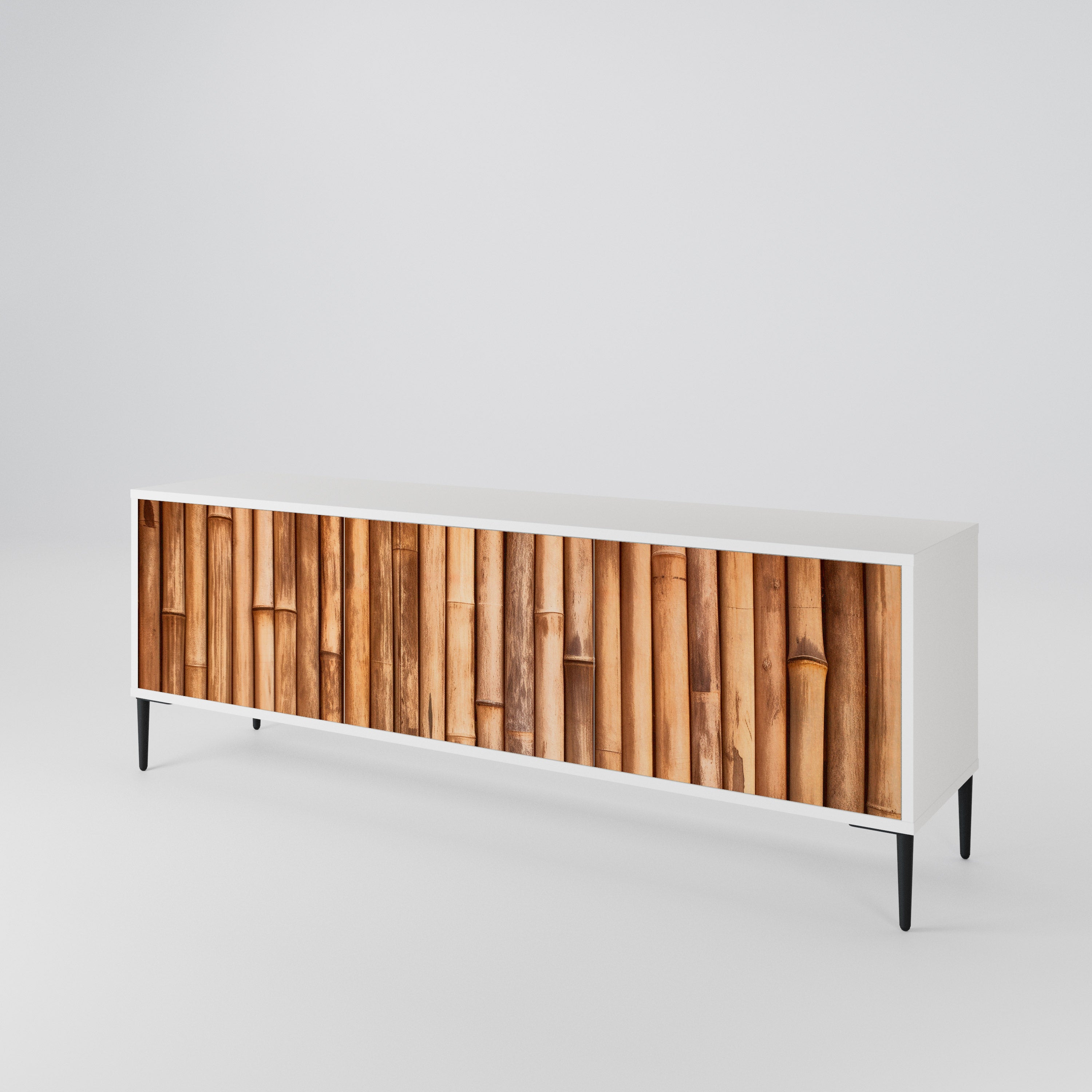 NATURAL WOOD 3-Door TV Cabinet