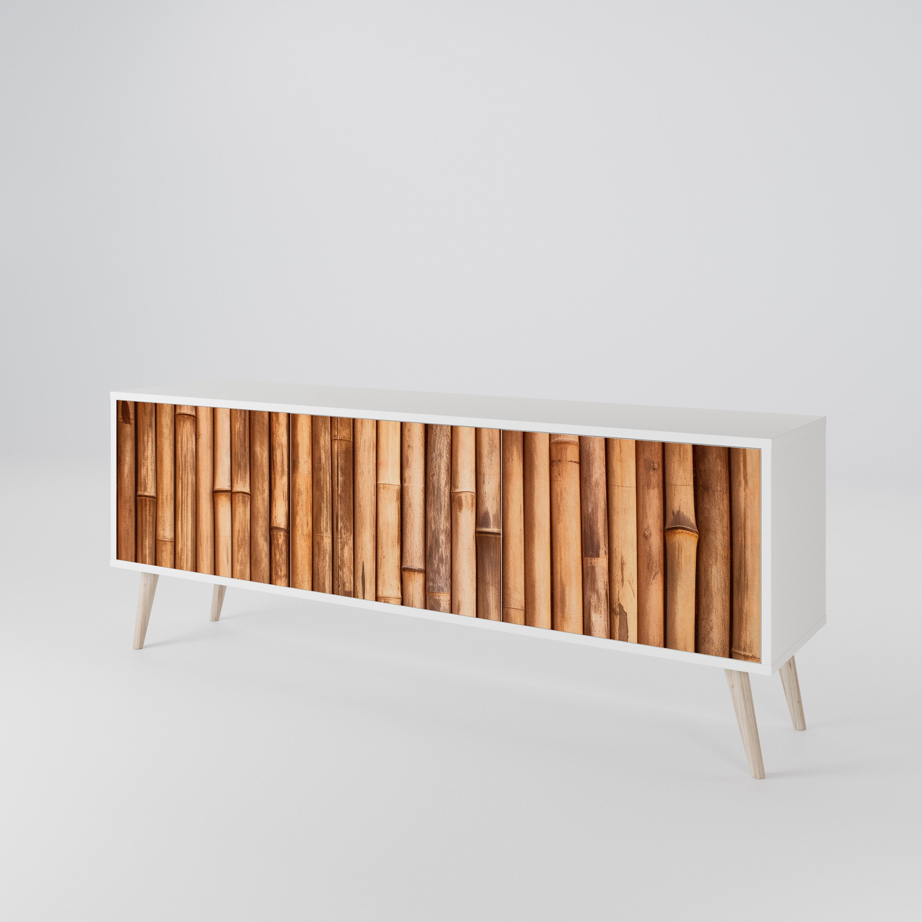 NATURAL WOOD 3-Door TV Cabinet