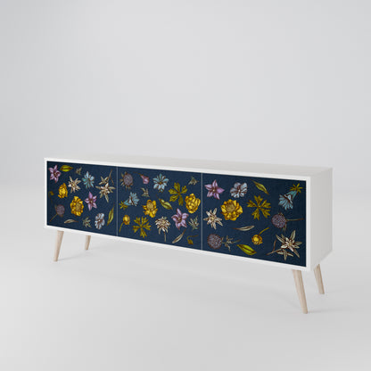 FLOWERS ON NAVY BLUE Móvel de TV de 3 Portas