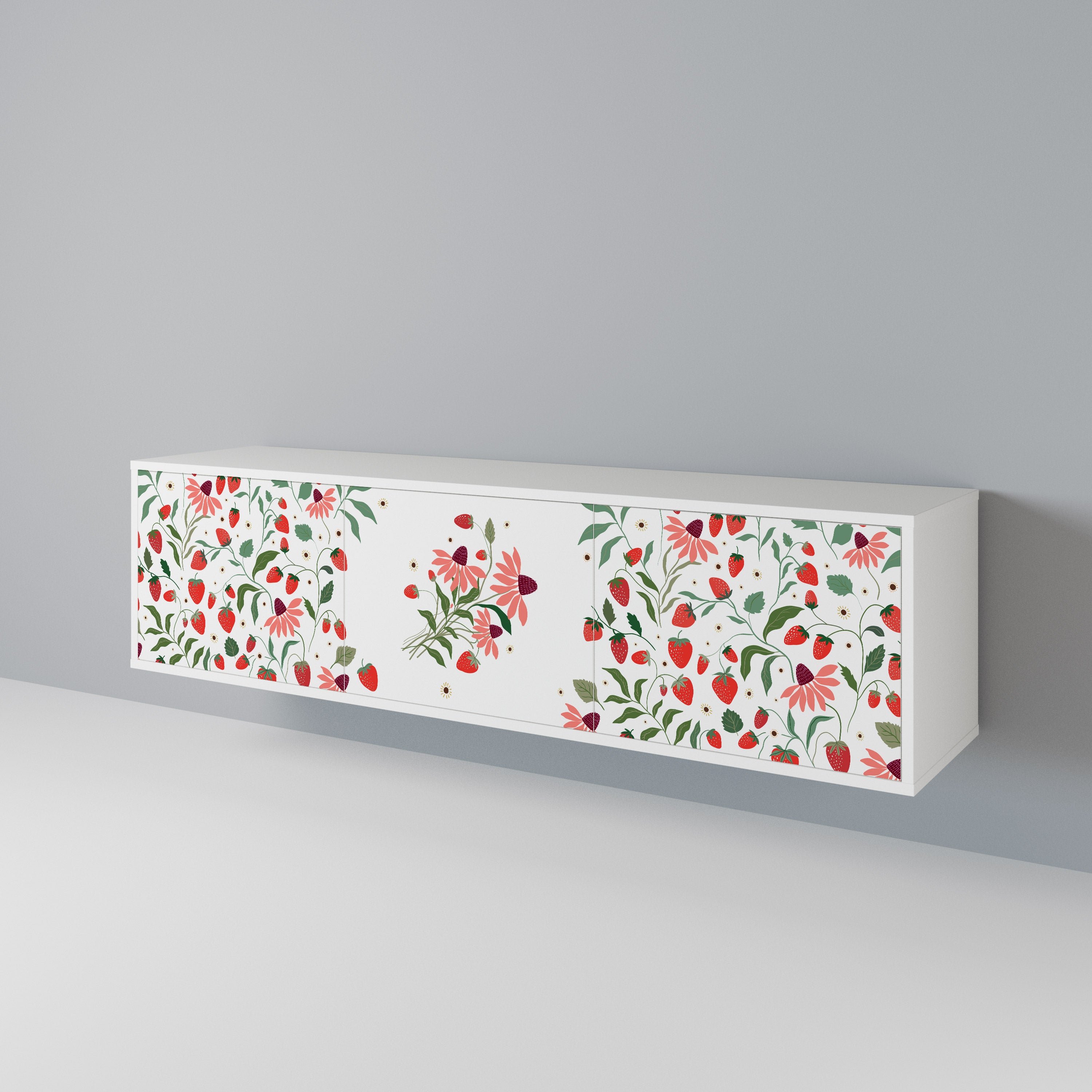 FLOWERS AND STRAWBERRIES Móvel de TV de 3 Portas