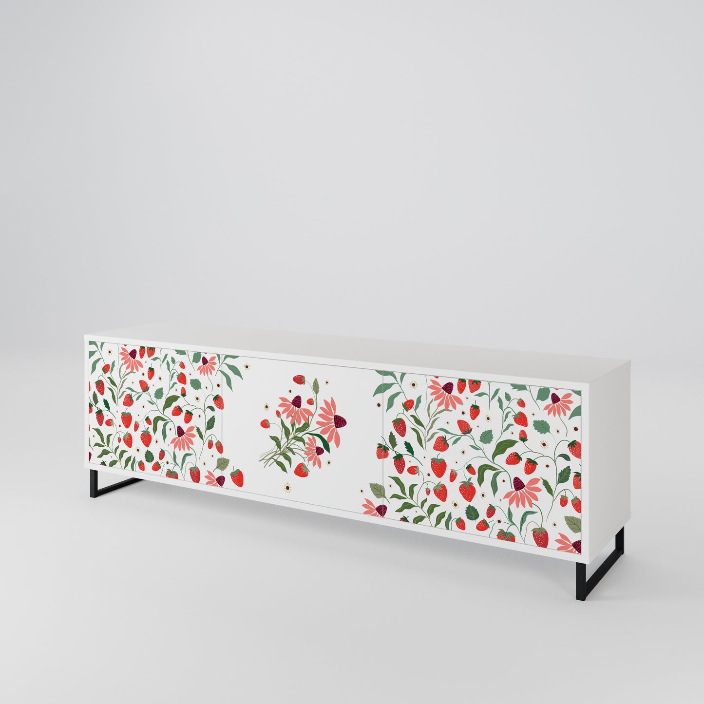 FLOWERS AND STRAWBERRIES Móvel de TV de 3 Portas