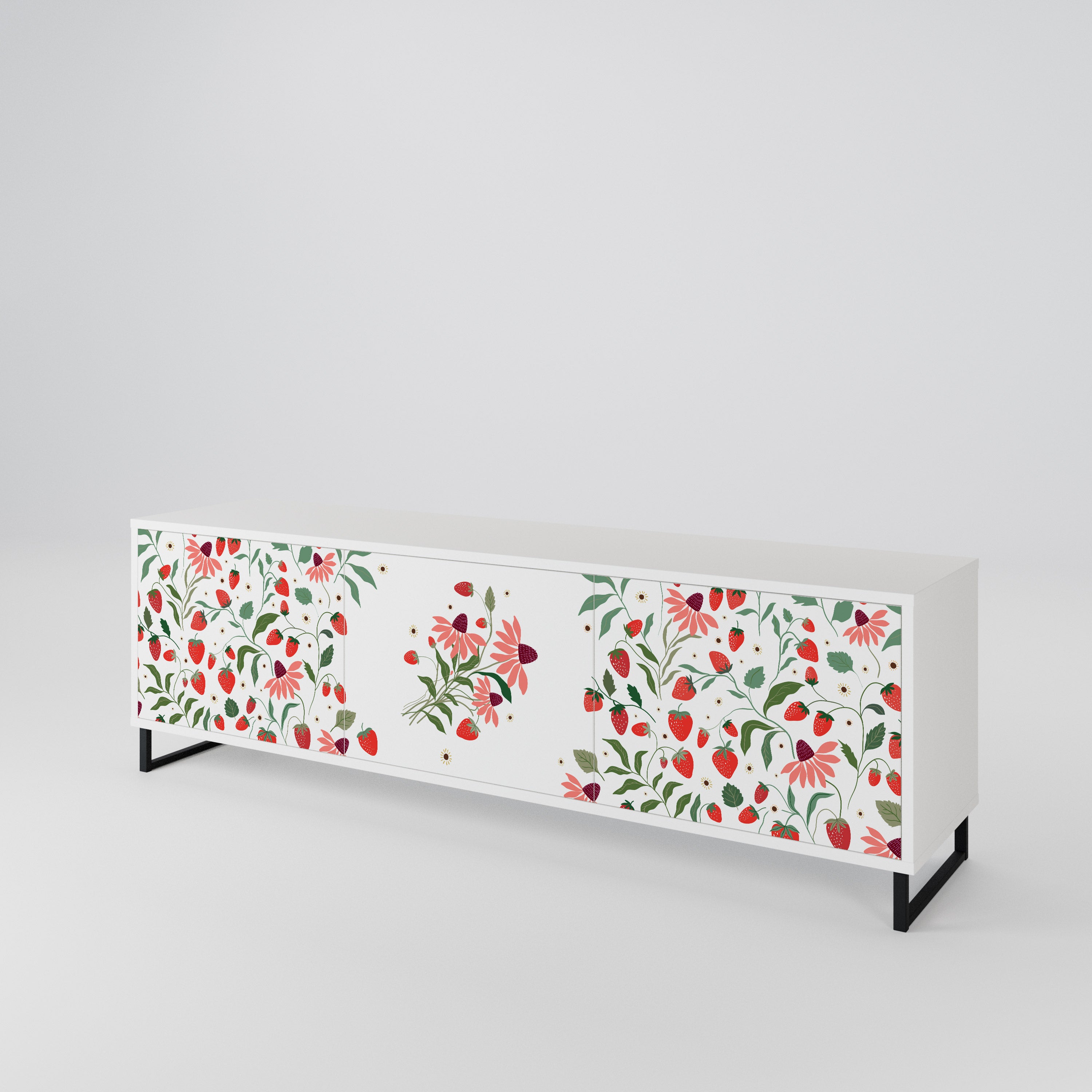 FLOWERS AND STRAWBERRIES Móvel de TV de 3 Portas