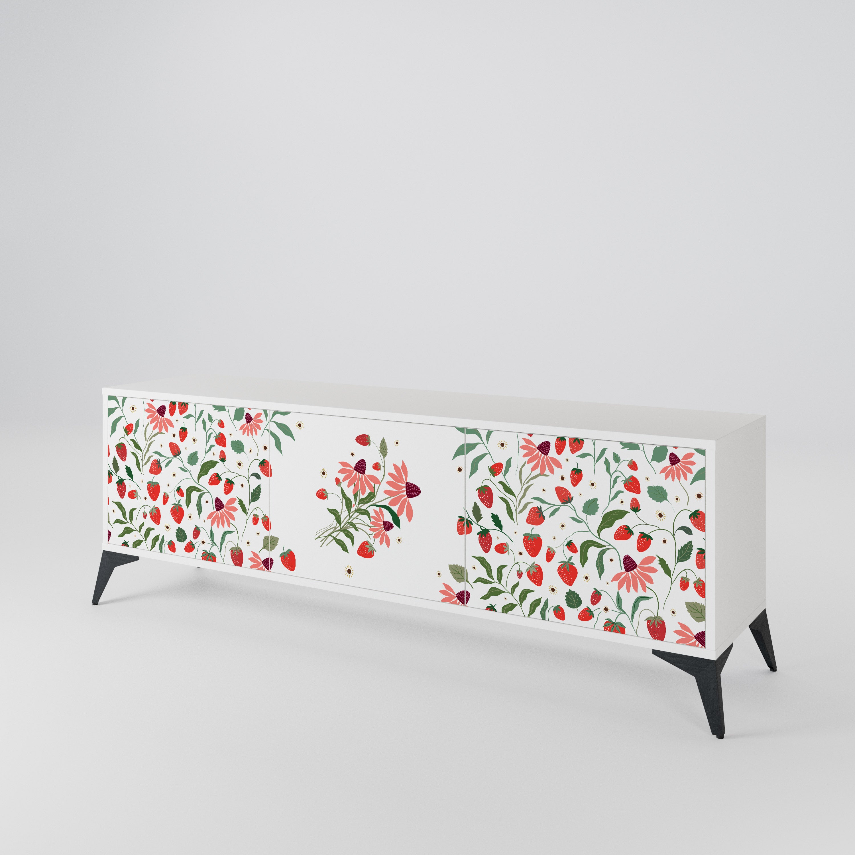 FLOWERS AND STRAWBERRIES Móvel de TV de 3 Portas