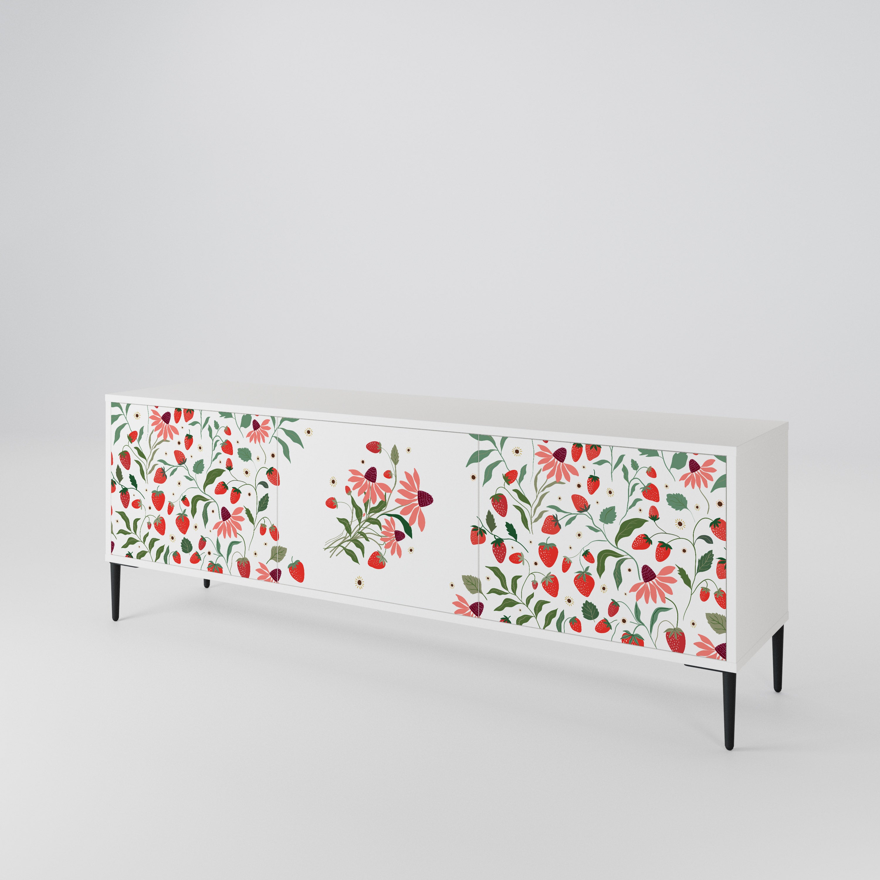 FLOWERS AND STRAWBERRIES Móvel de TV de 3 Portas