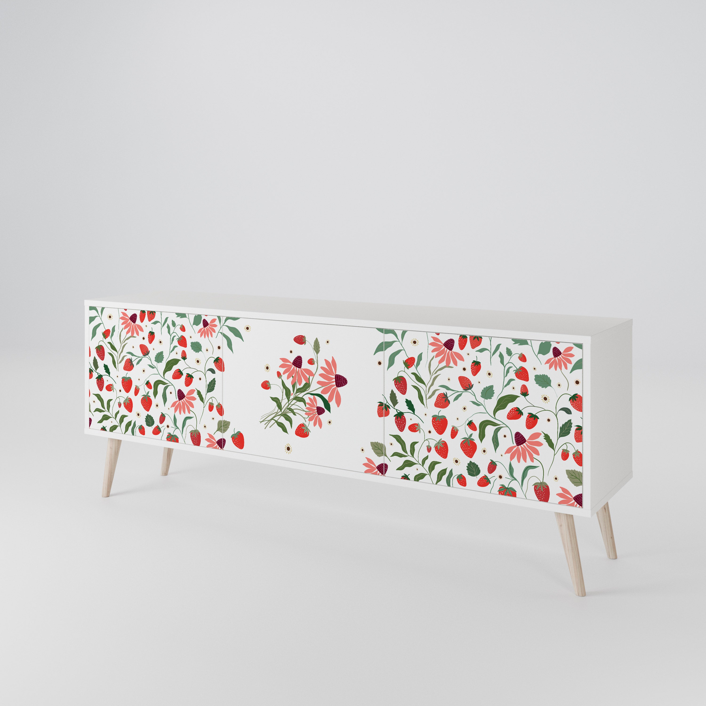 FLOWERS AND STRAWBERRIES Móvel de TV de 3 Portas