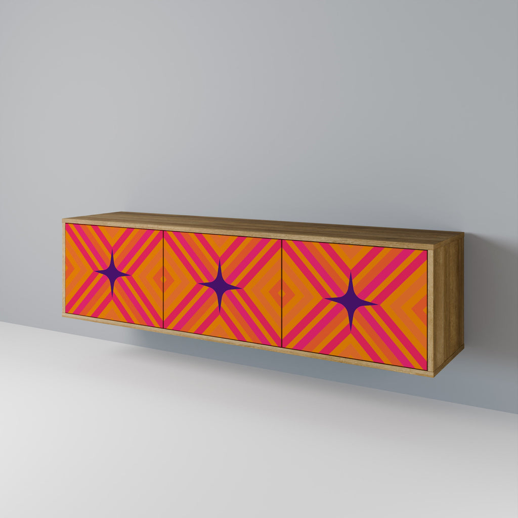 GEOMETRIC BRILLIANCE Móvel de TV com 3 Portas em Efeito Carvalho