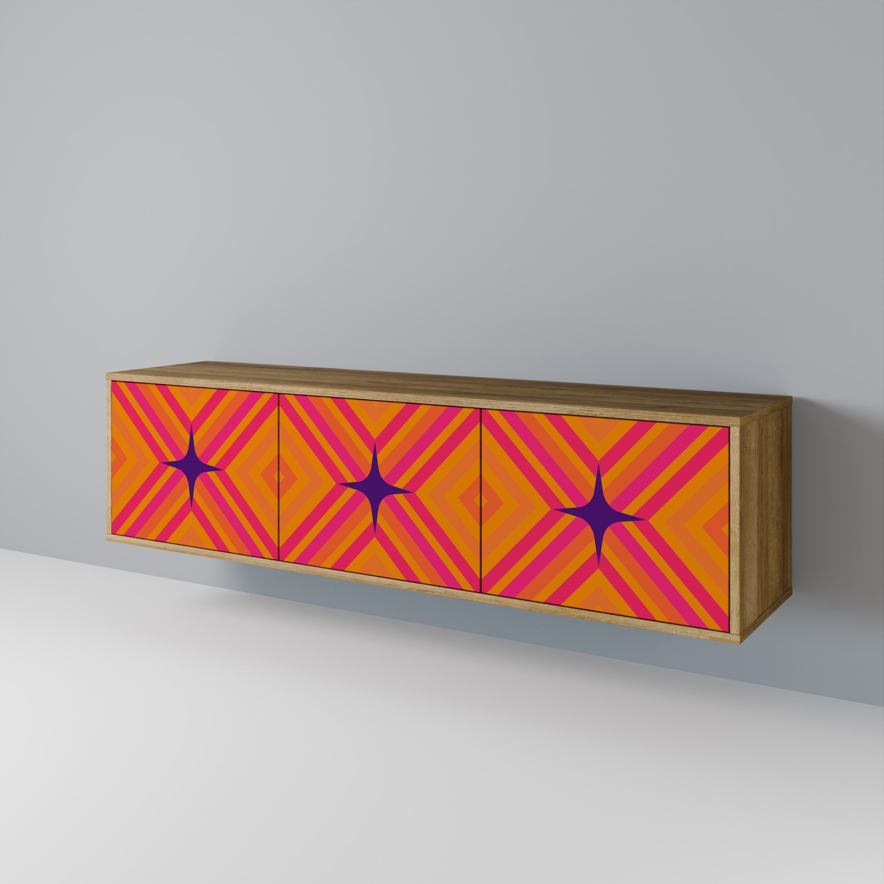 GEOMETRIC BRILLIANCE Móvel de TV com 3 Portas em Efeito Carvalho