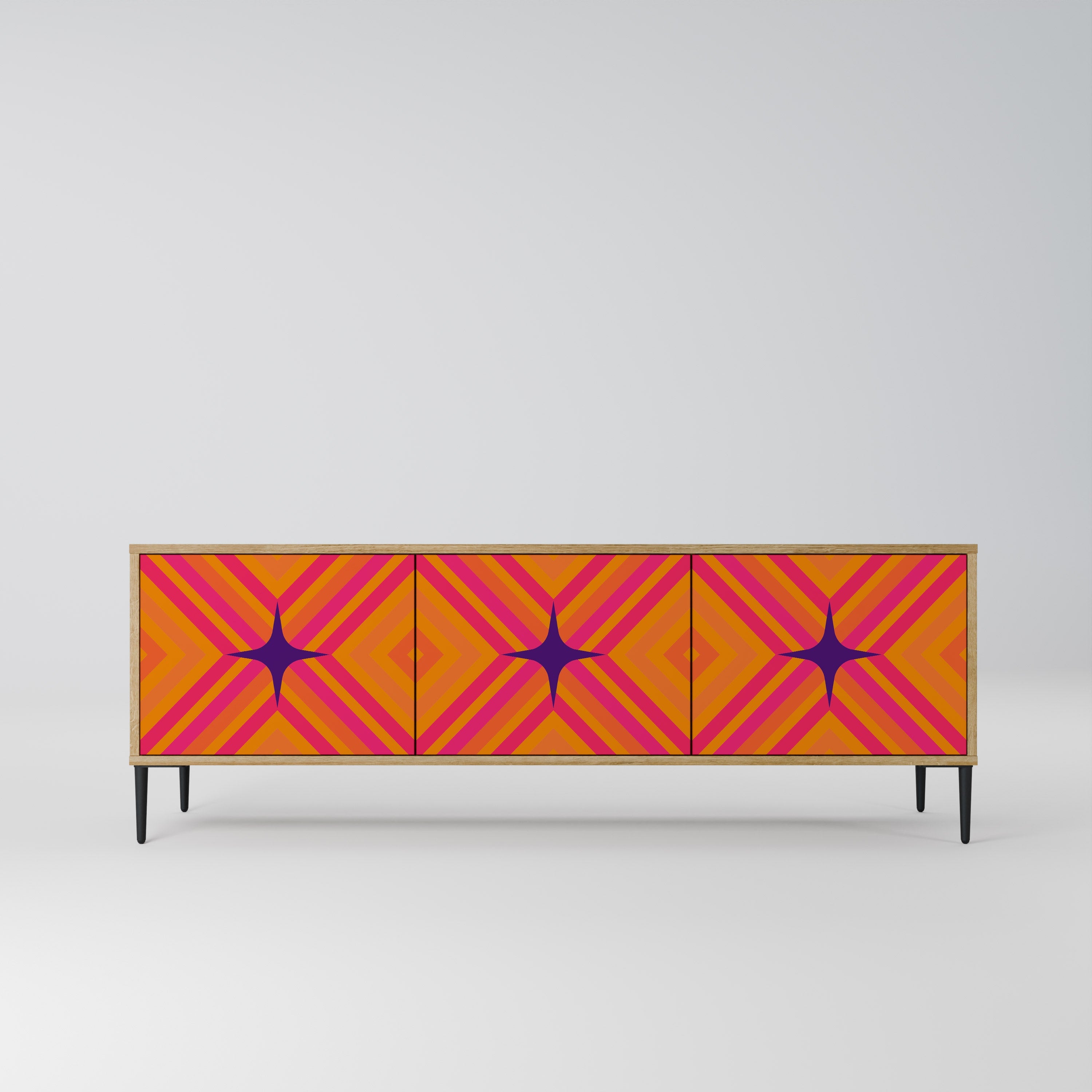 GEOMETRIC BRILLIANCE Móvel de TV com 3 Portas em Efeito Carvalho