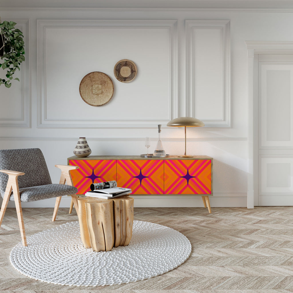 GEOMETRIC BRILLIANCE Móvel de TV com 3 Portas em Efeito Carvalho