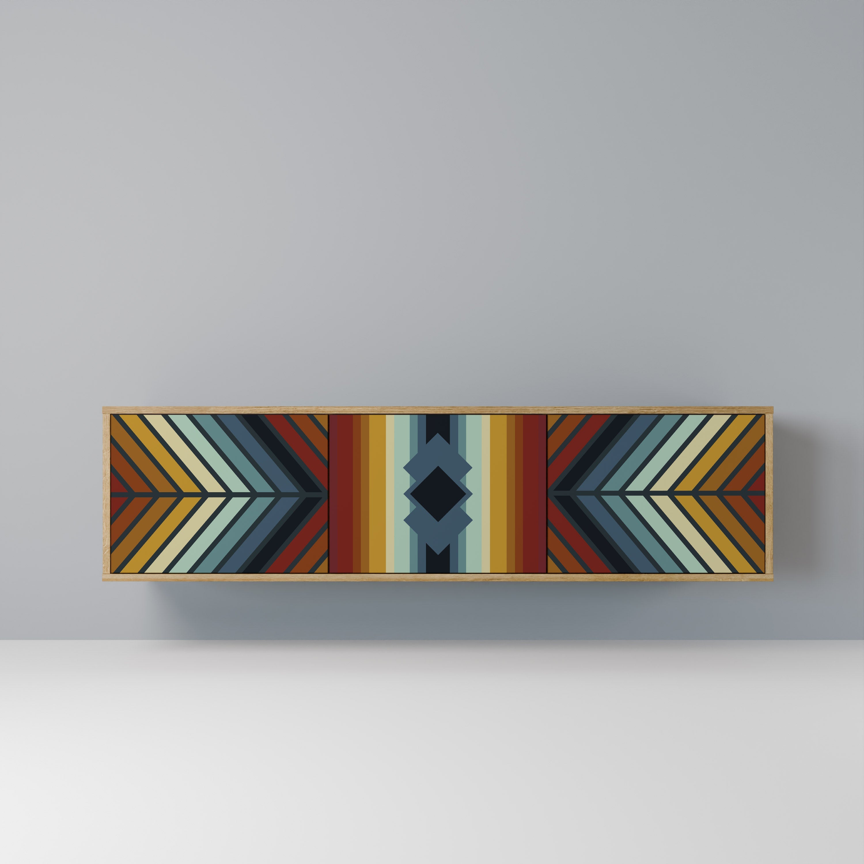 INDIGENOUS ZIGZAG Móvel de TV com 3 Portas em Efeito Carvalho