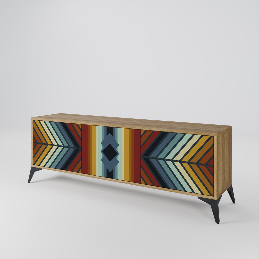 INDIGENOUS ZIGZAG 3-Door TV Stand in Oak Effect