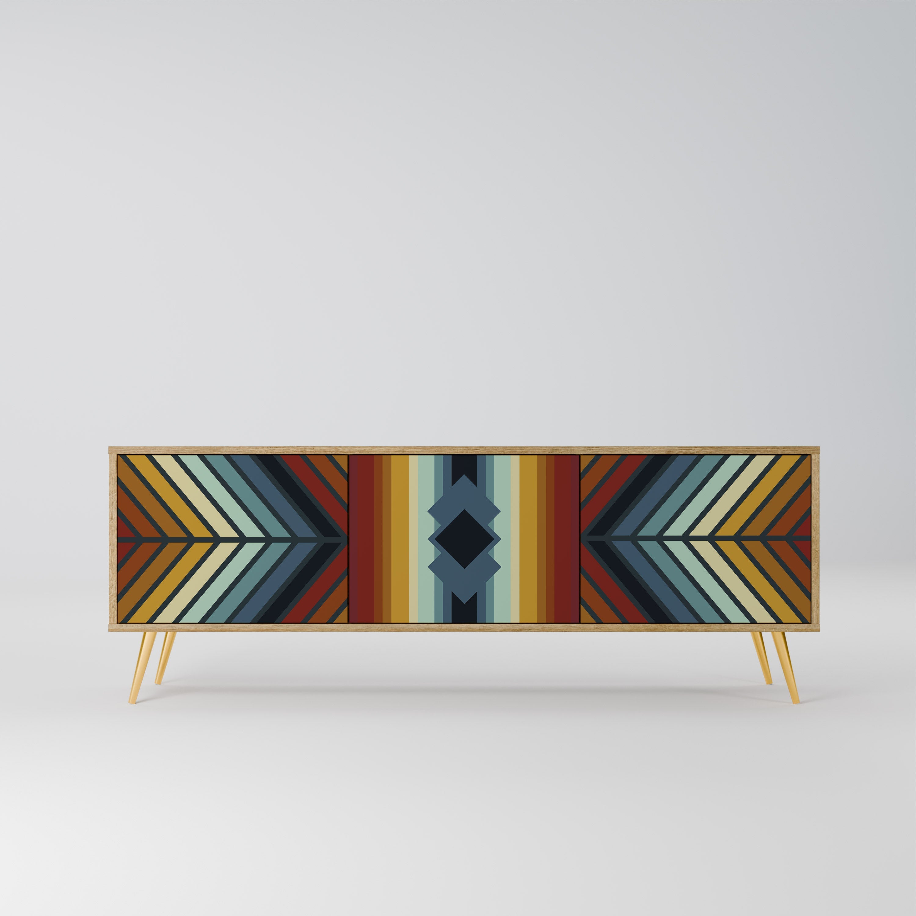 INDIGENOUS ZIGZAG Móvel de TV com 3 Portas em Efeito Carvalho