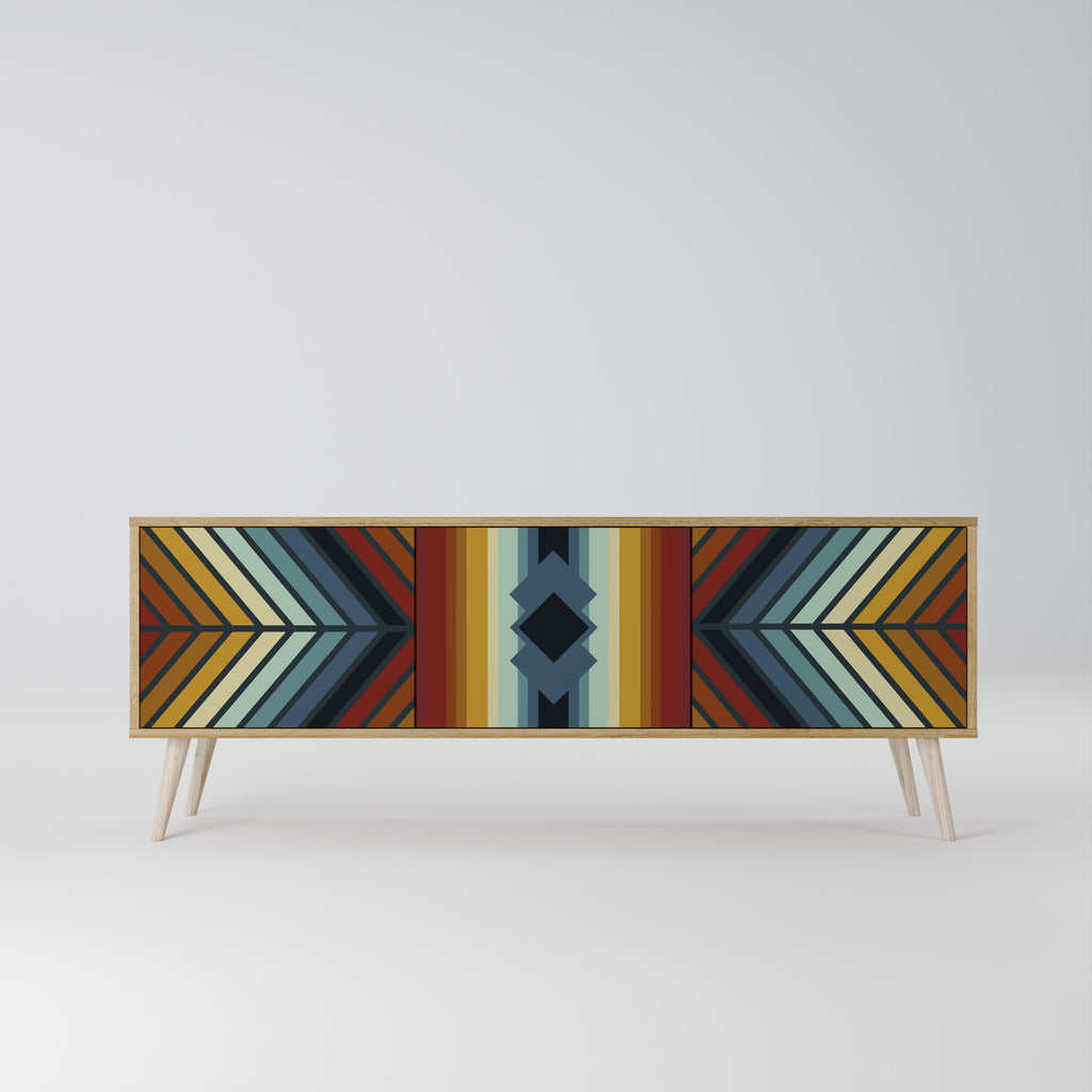INDIGENOUS ZIGZAG 3-Door TV Stand in Oak Effect
