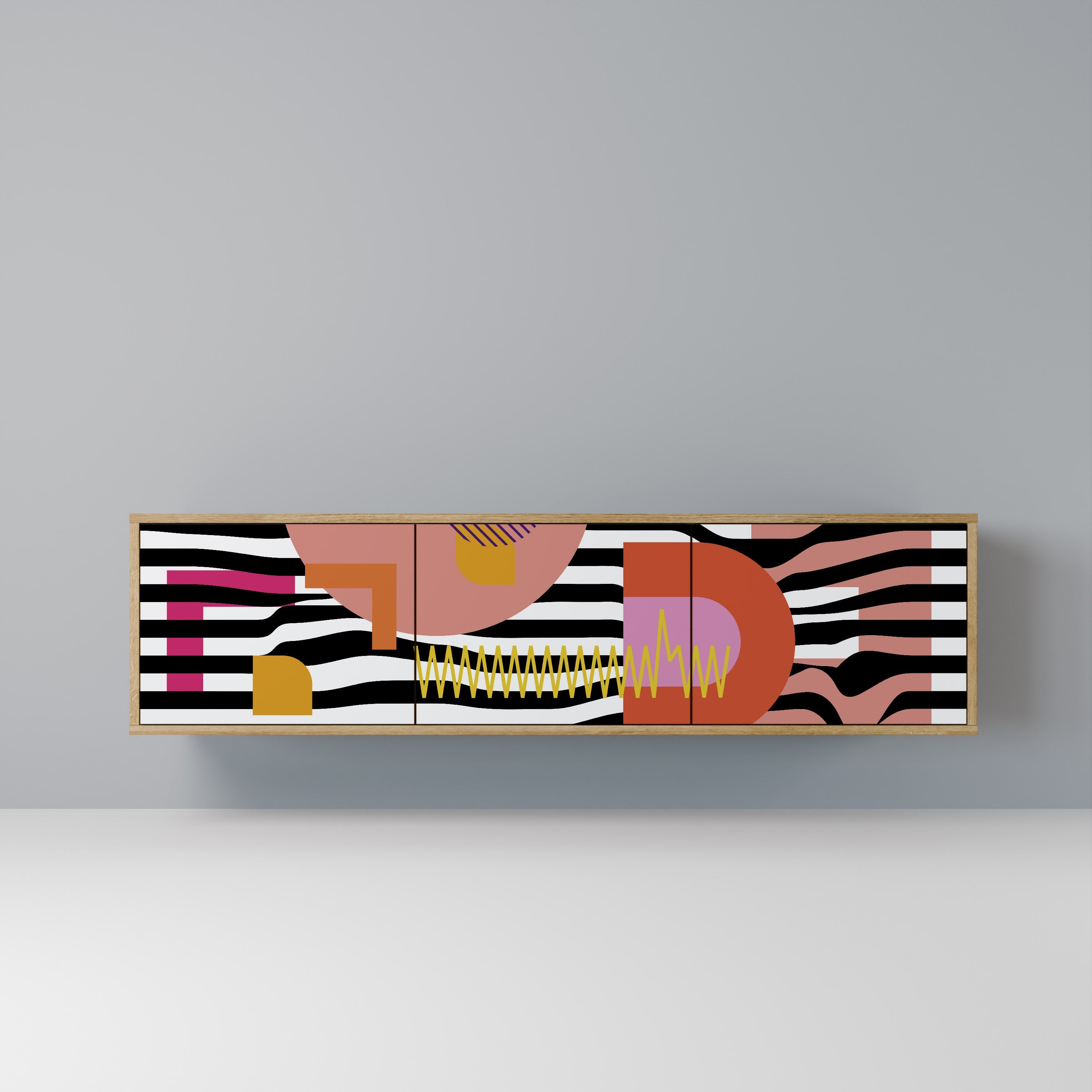 CHROMATIC ABSTRACT Móvel de TV com 3 Portas em Efeito Carvalho