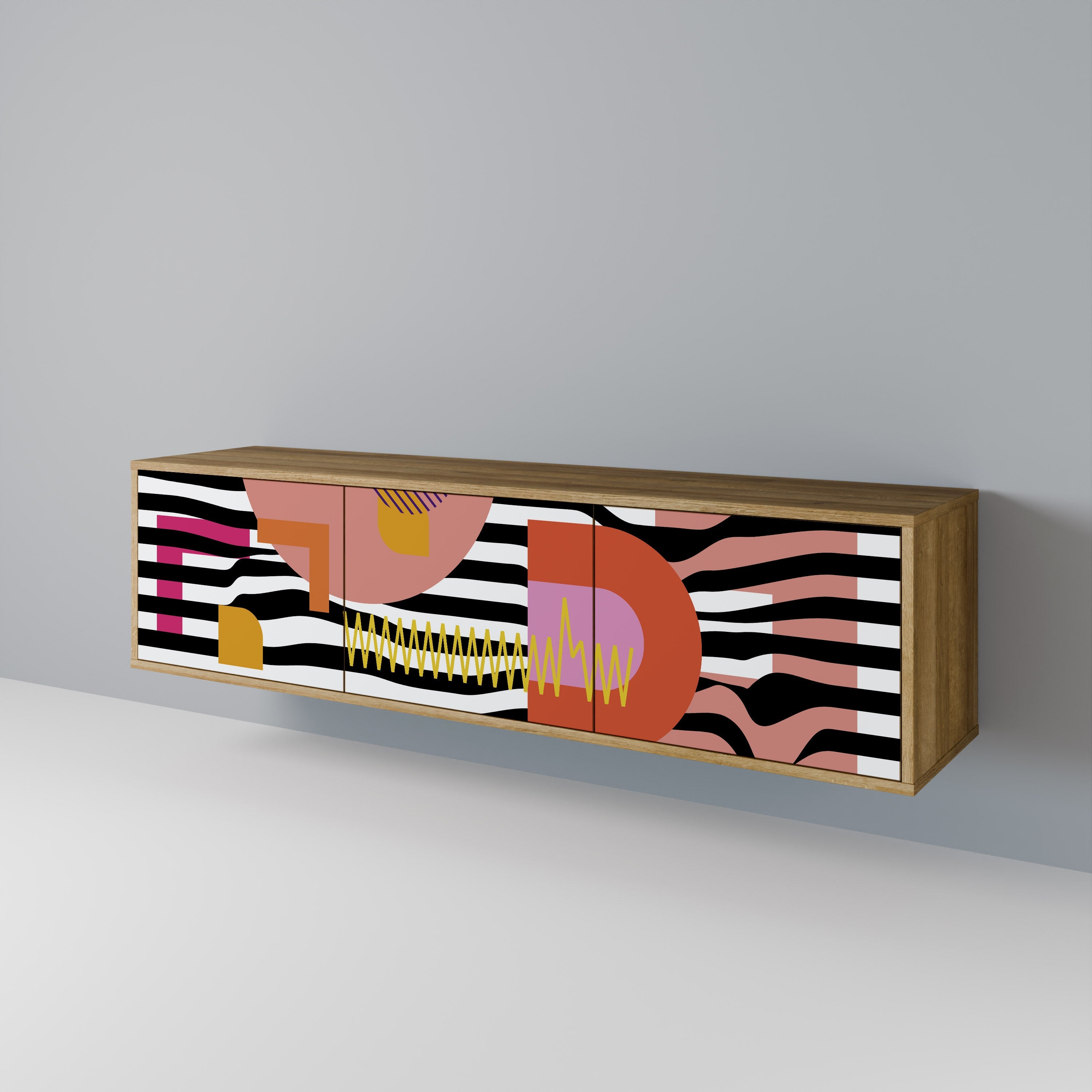 CHROMATIC ABSTRACT Móvel de TV com 3 Portas em Efeito Carvalho