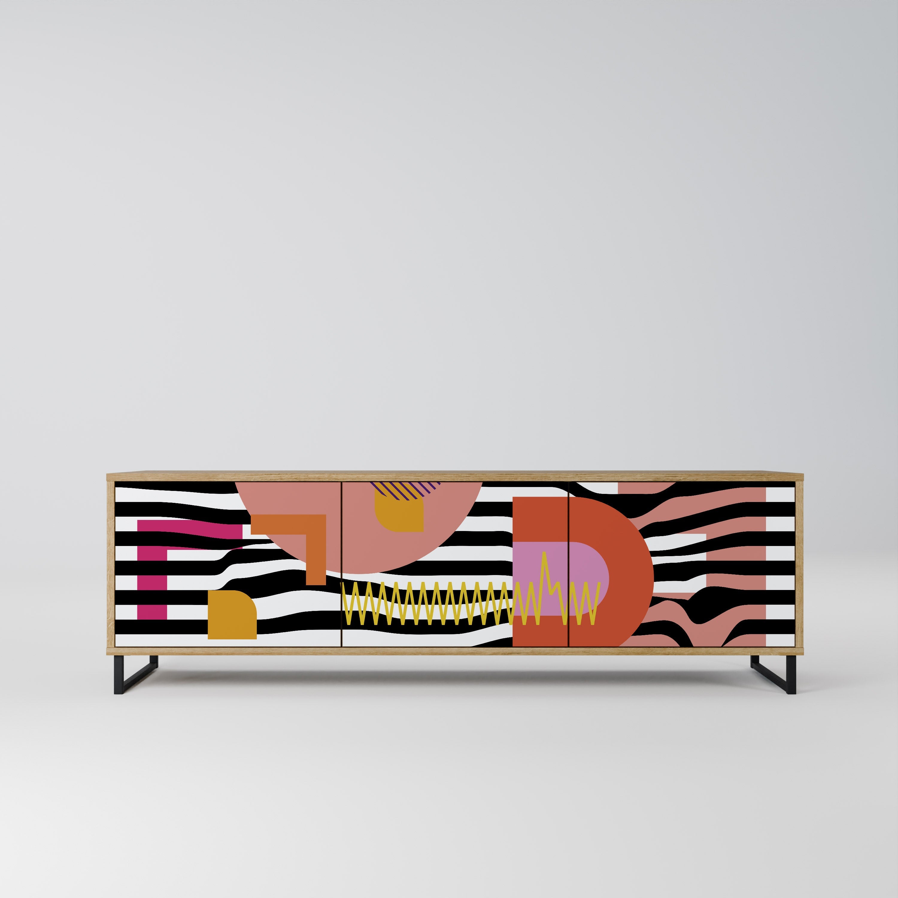 CHROMATIC ABSTRACT Móvel de TV com 3 Portas em Efeito Carvalho