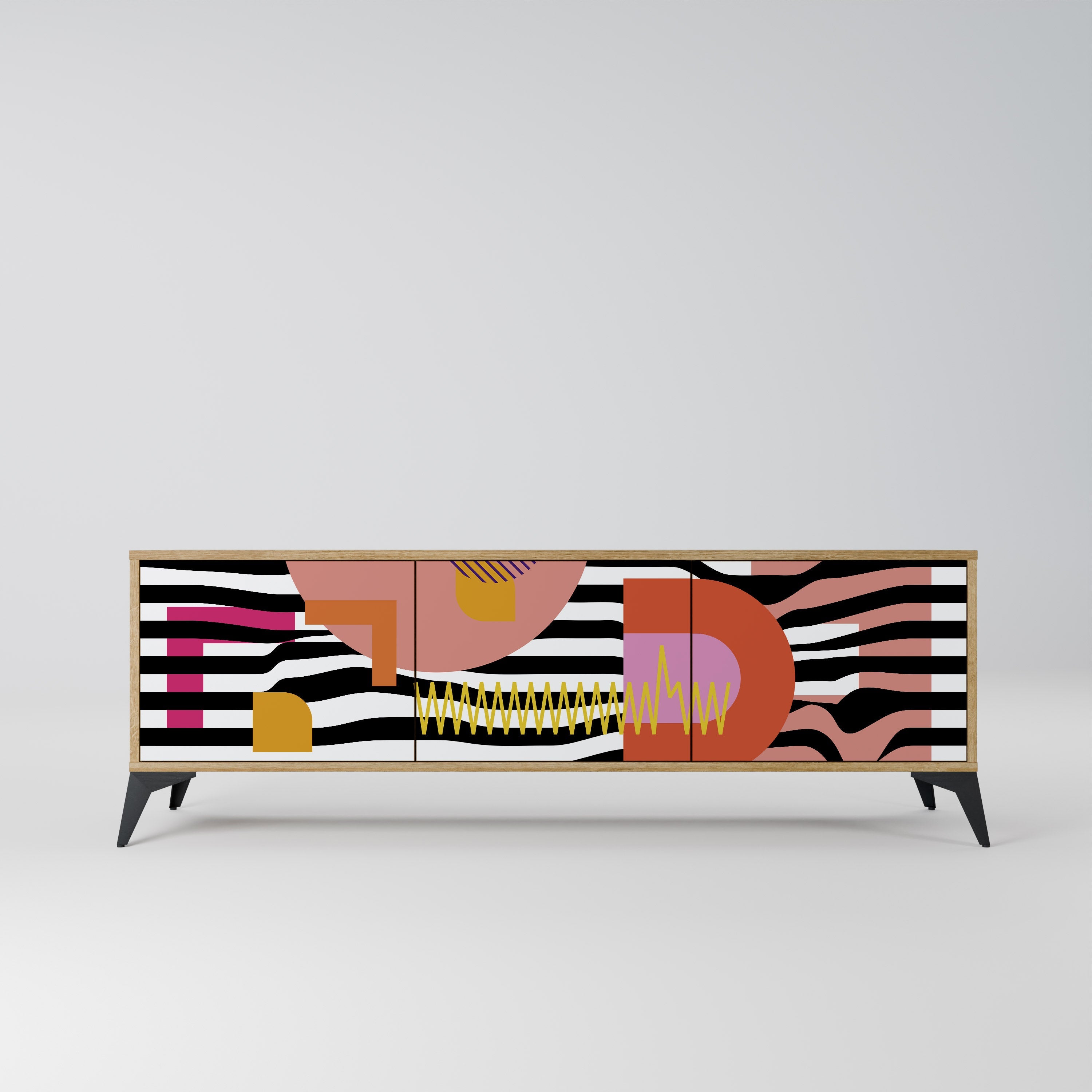 CHROMATIC ABSTRACT Móvel de TV com 3 Portas em Efeito Carvalho