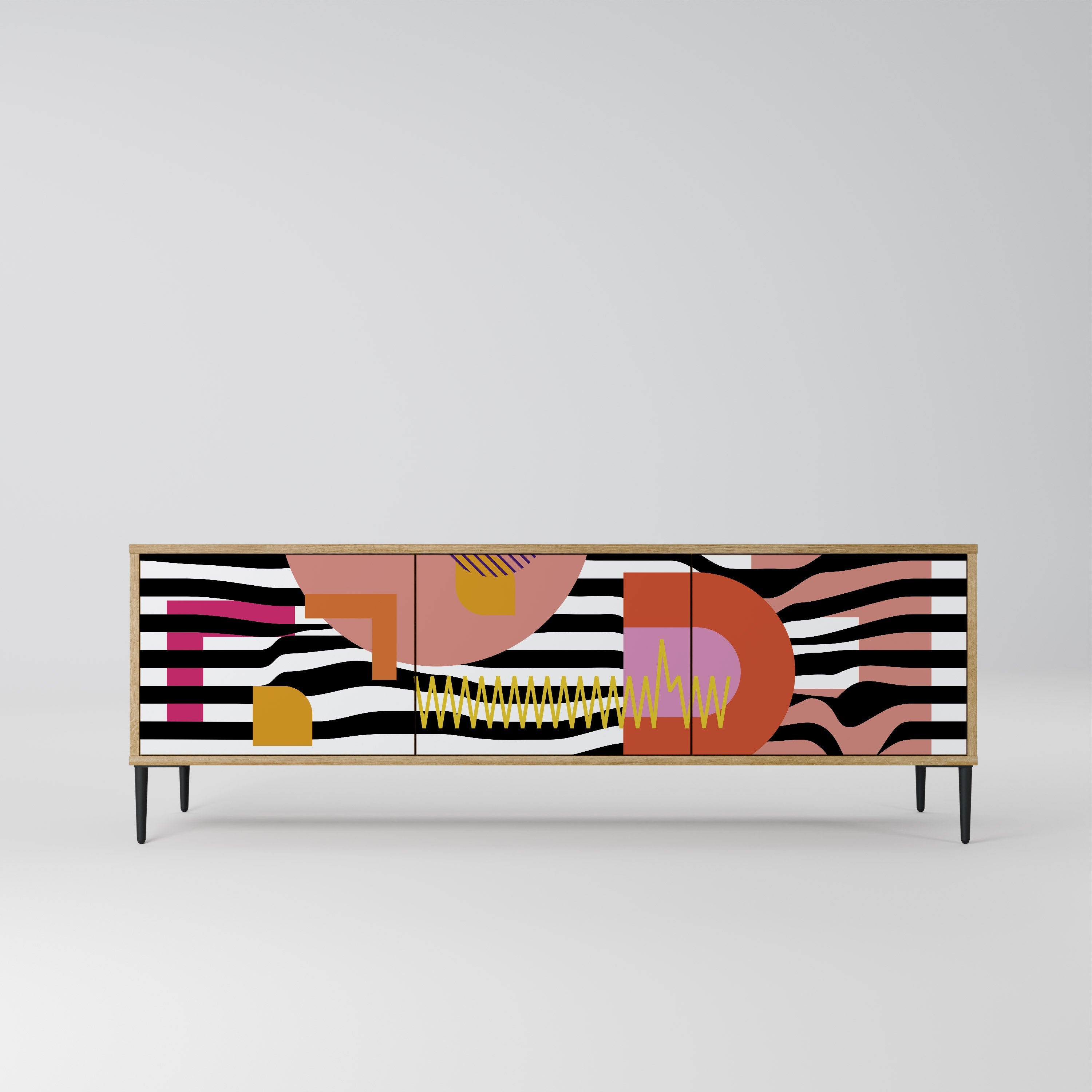 CHROMATIC ABSTRACT Móvel de TV com 3 Portas em Efeito Carvalho