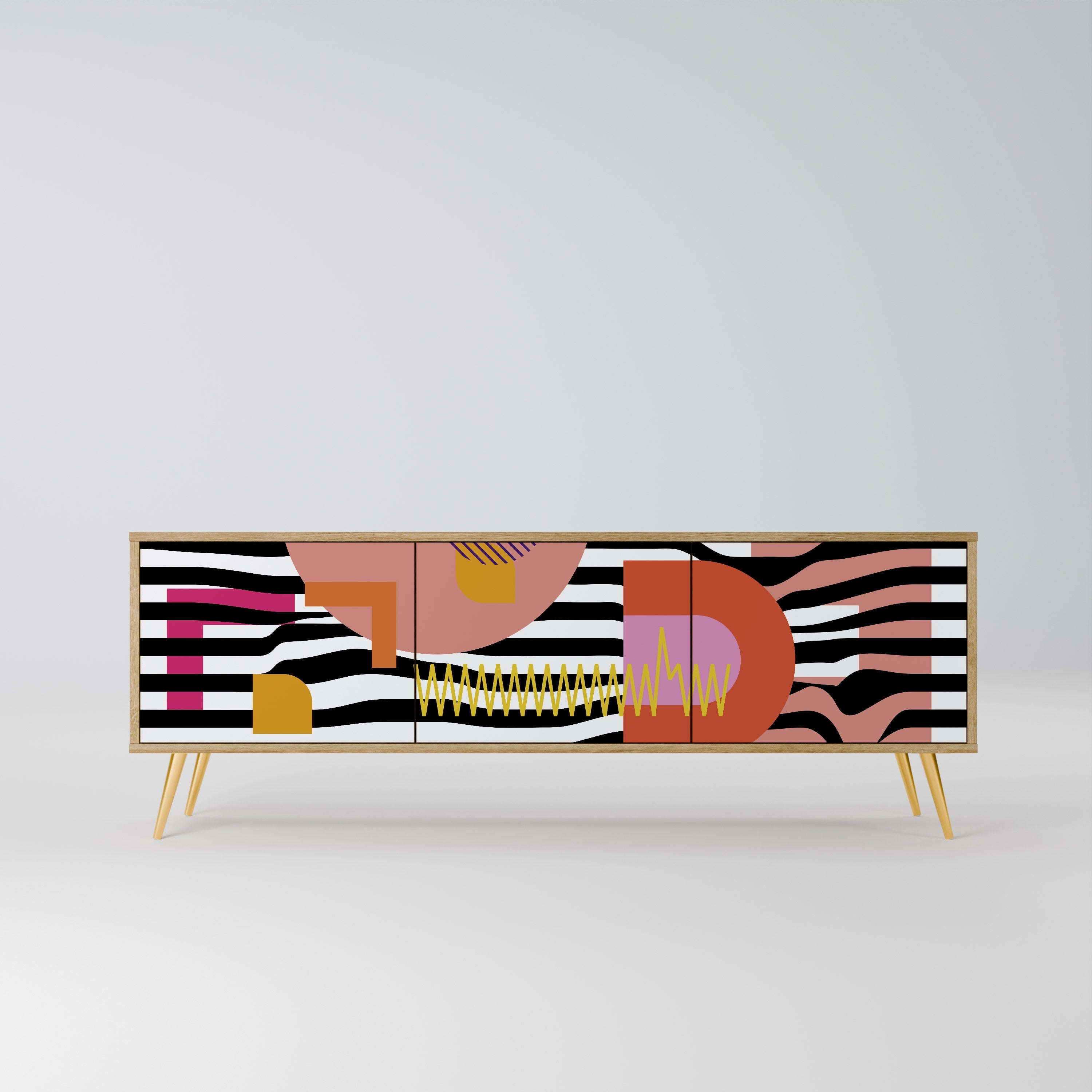 CHROMATIC ABSTRACT Móvel de TV com 3 Portas em Efeito Carvalho