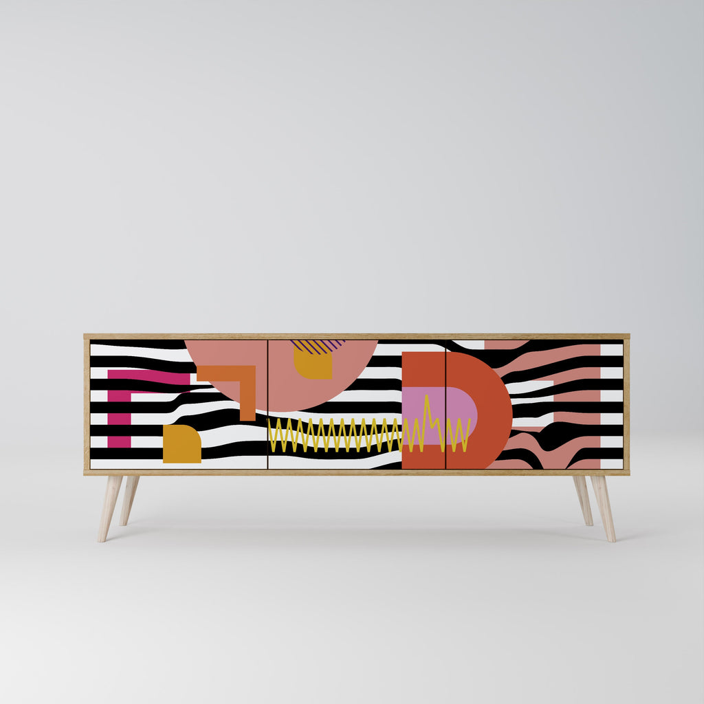 CHROMATIC ABSTRACT Móvel de TV com 3 Portas em Efeito Carvalho