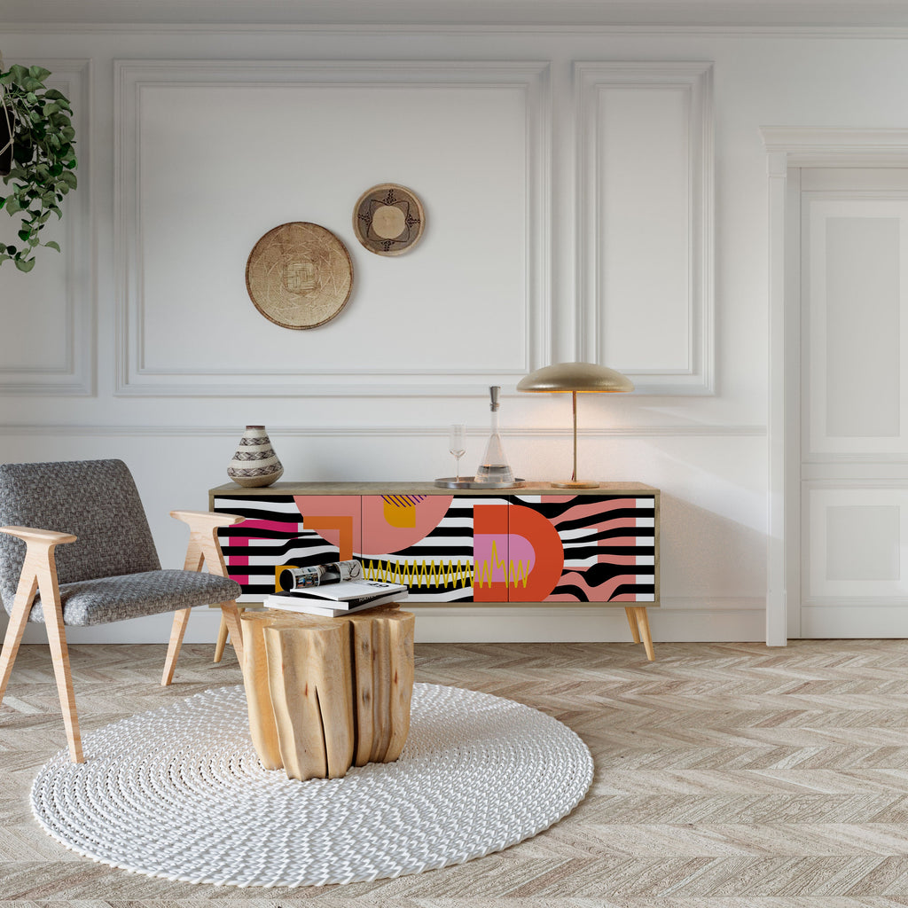 CHROMATIC ABSTRACT Móvel de TV com 3 Portas em Efeito Carvalho