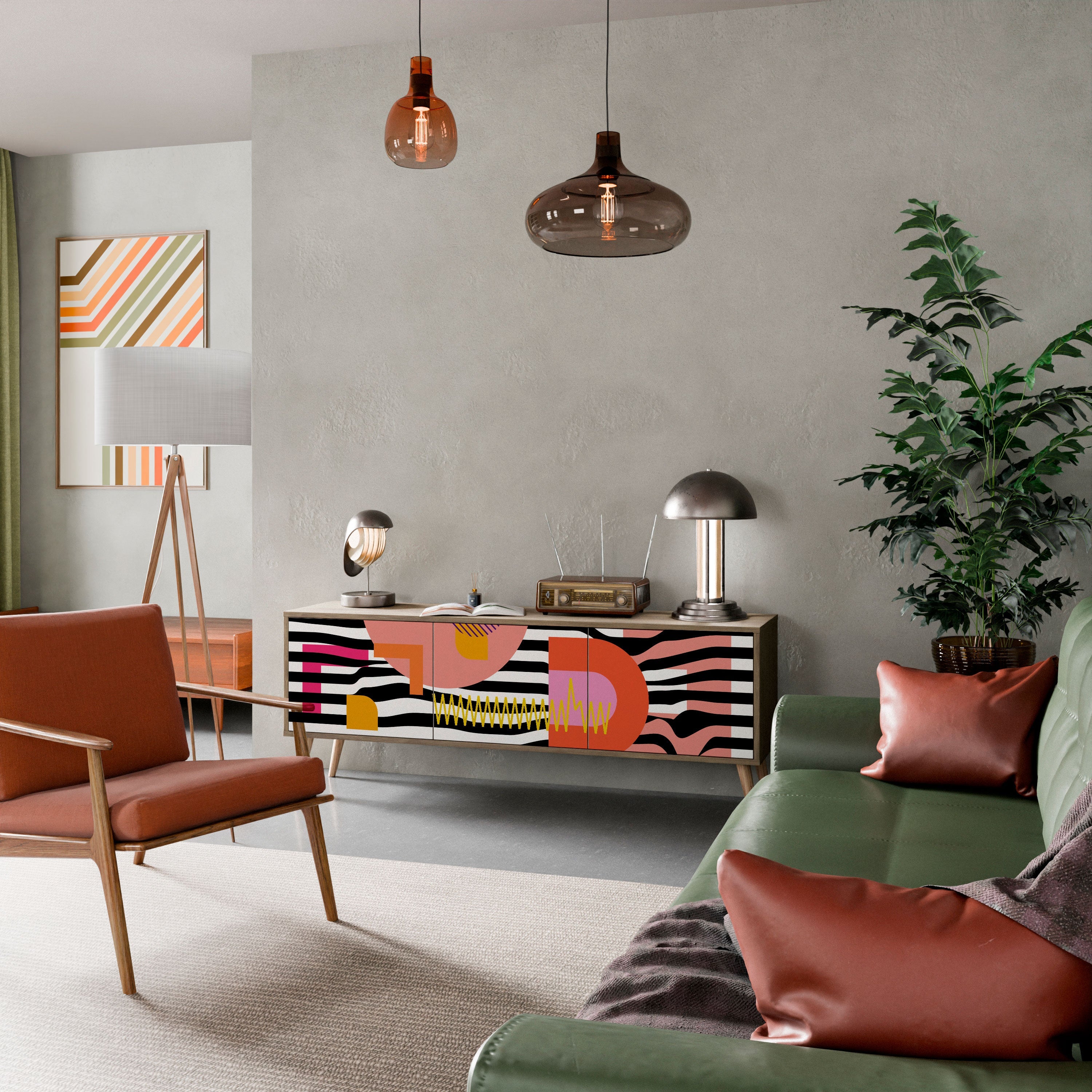 CHROMATIC ABSTRACT Móvel de TV com 3 Portas em Efeito Carvalho