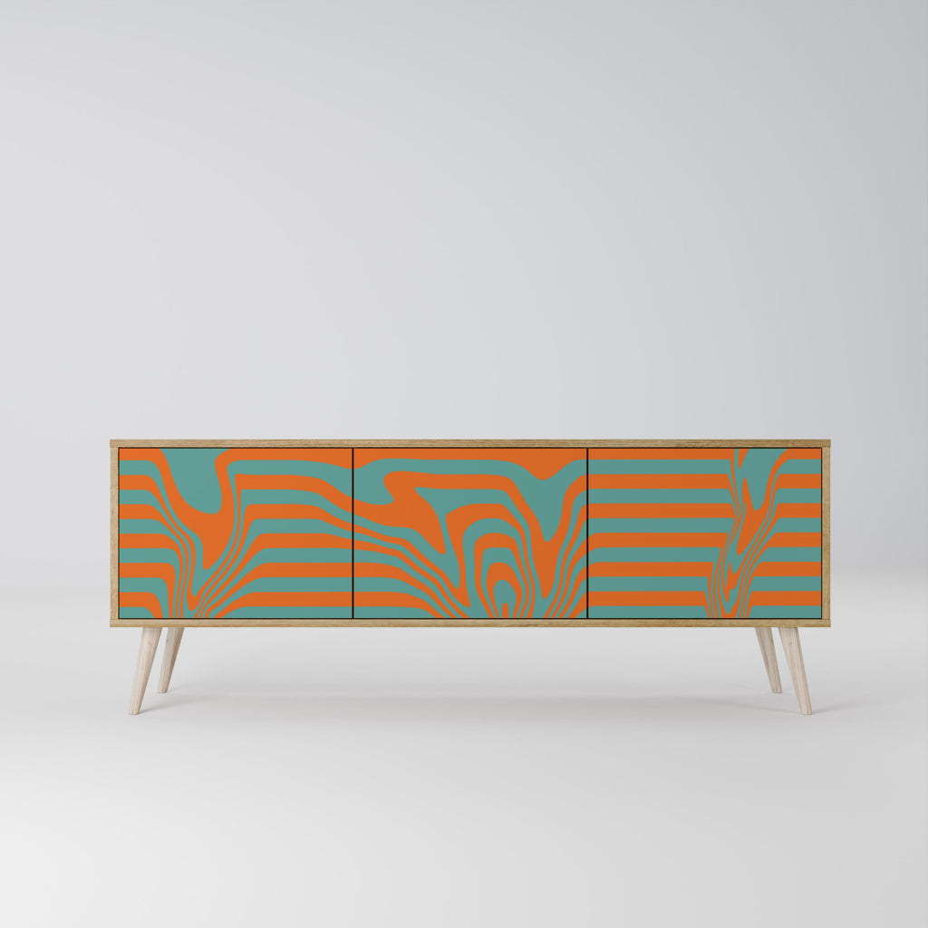 LINE COLLAPSE 3-Door TV Stand in Oak Effect