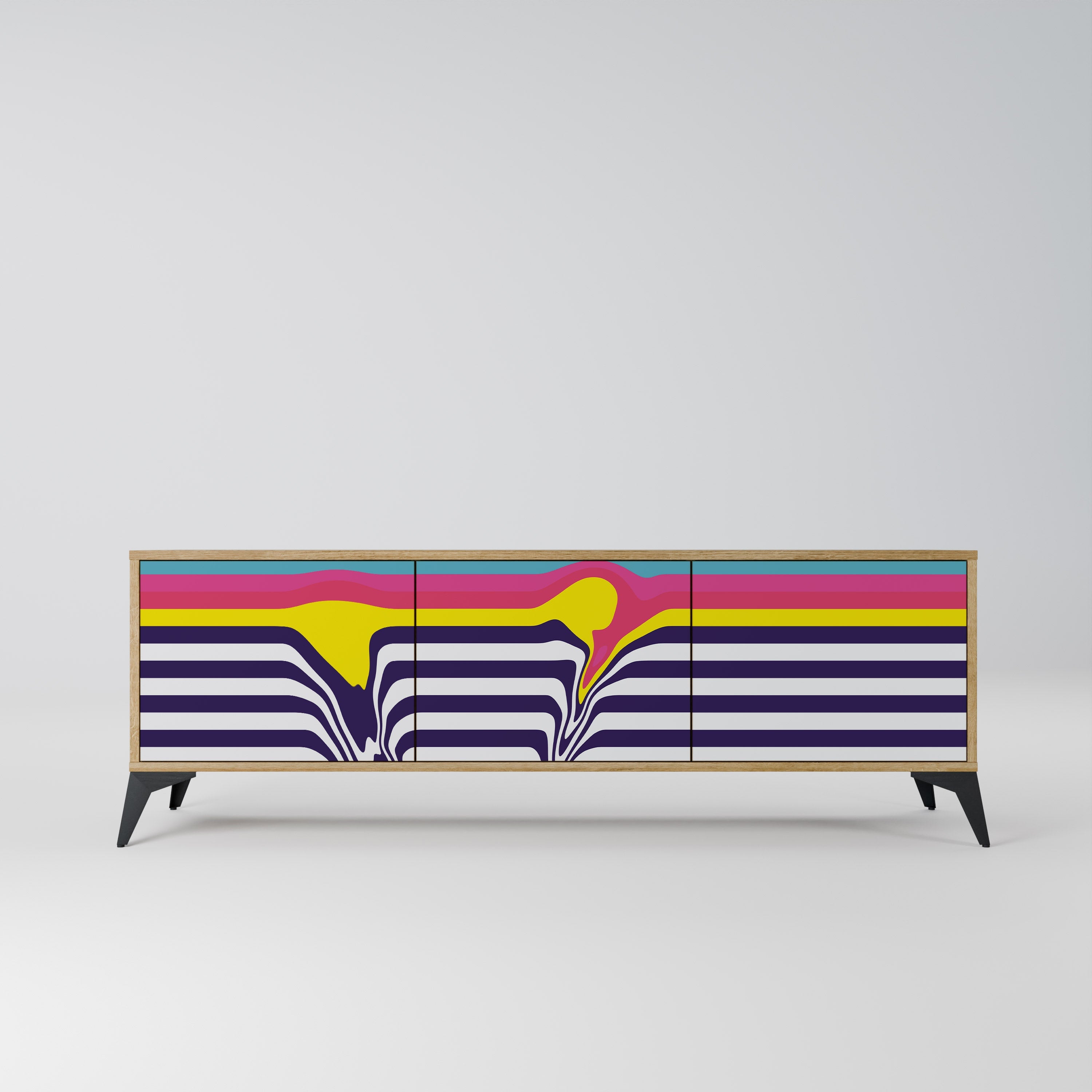 COLORFUL DIVERSION Móvel de TV com 3 Portas em Efeito Carvalho