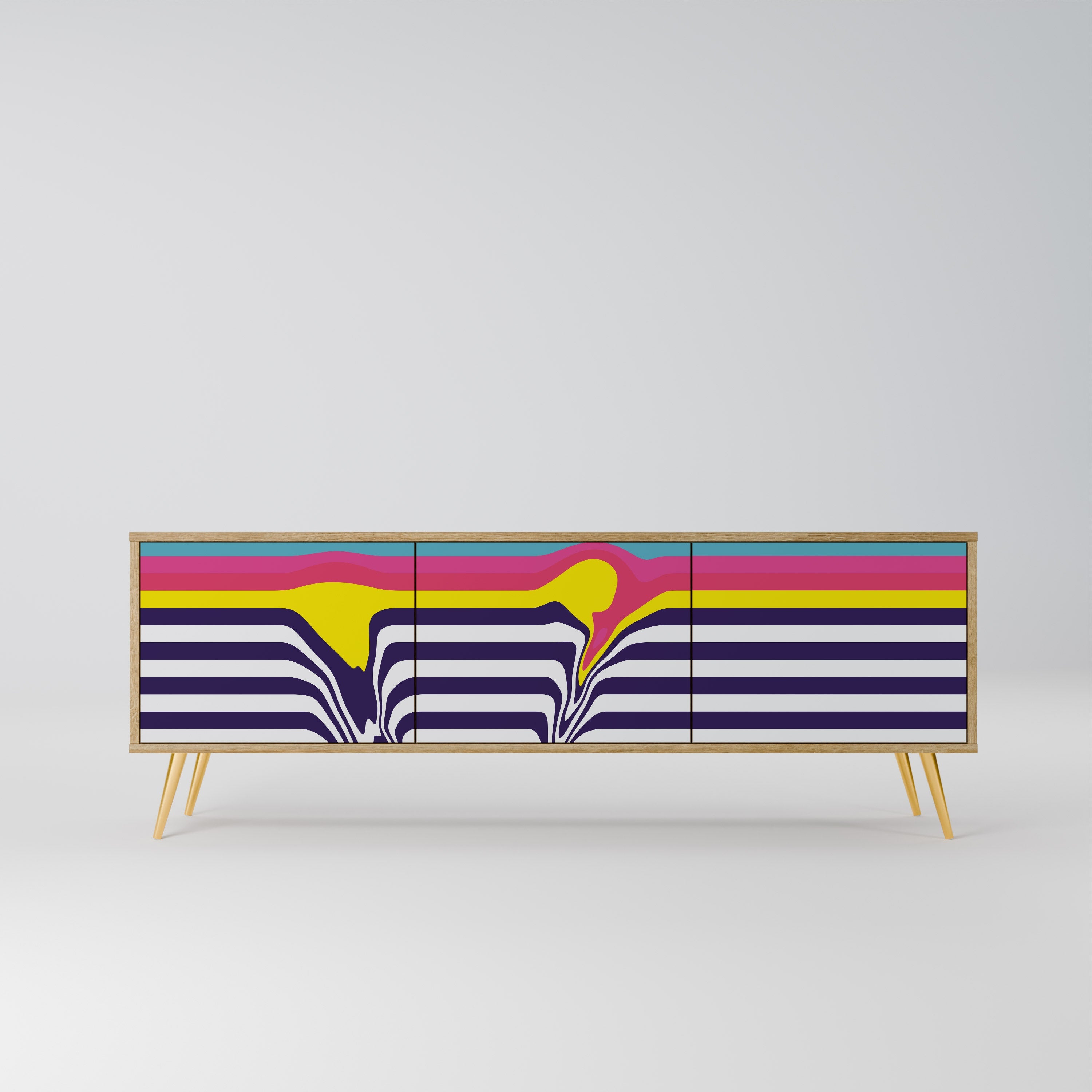 COLORFUL DIVERSION Móvel de TV com 3 Portas em Efeito Carvalho