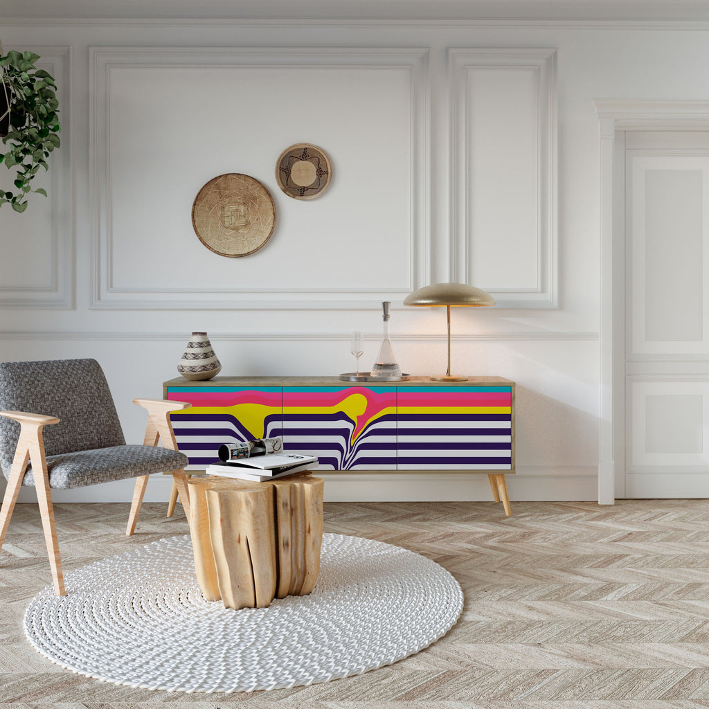 COLORFUL DIVERSION Móvel de TV com 3 Portas em Efeito Carvalho